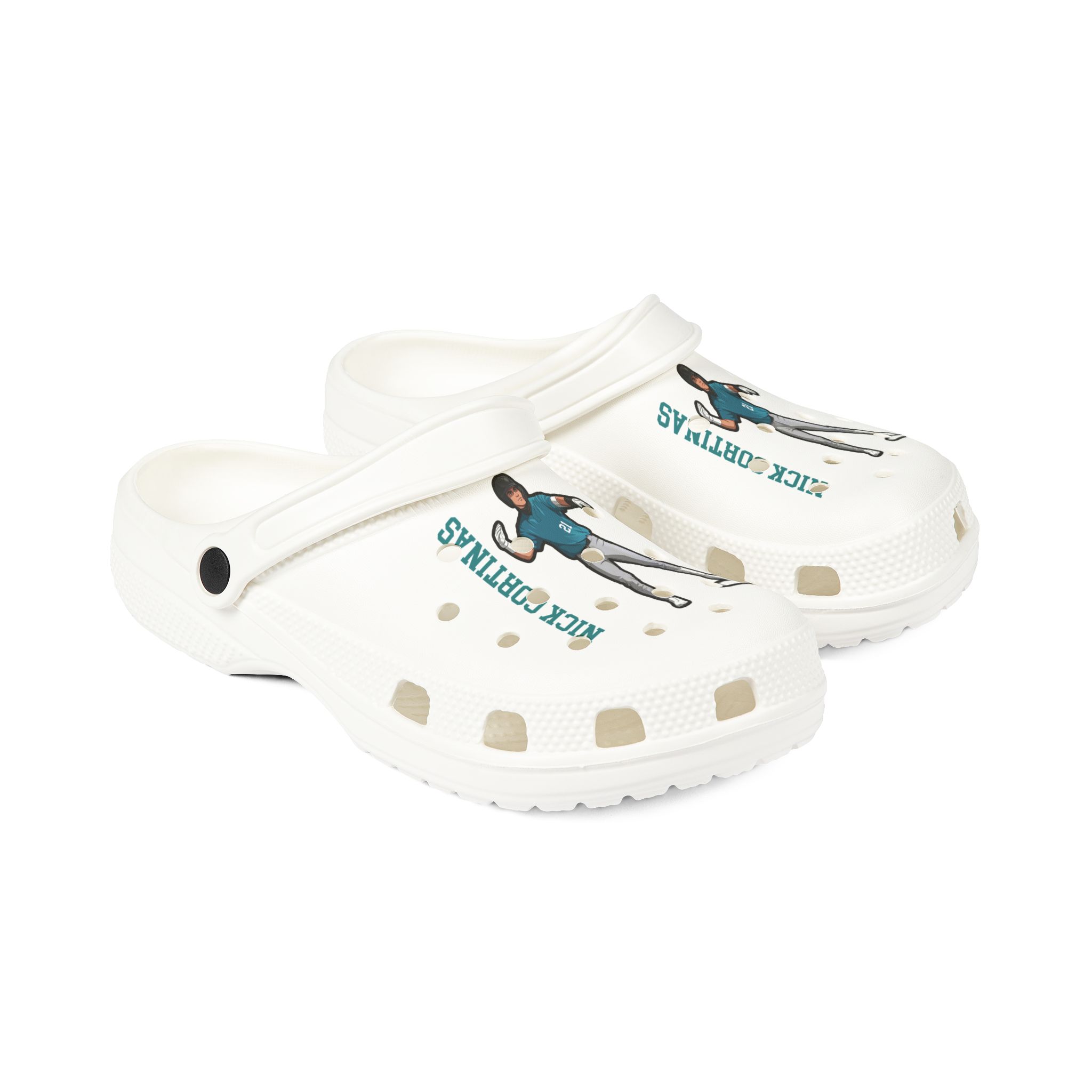Rubber Clogs — character_name_vertical in White