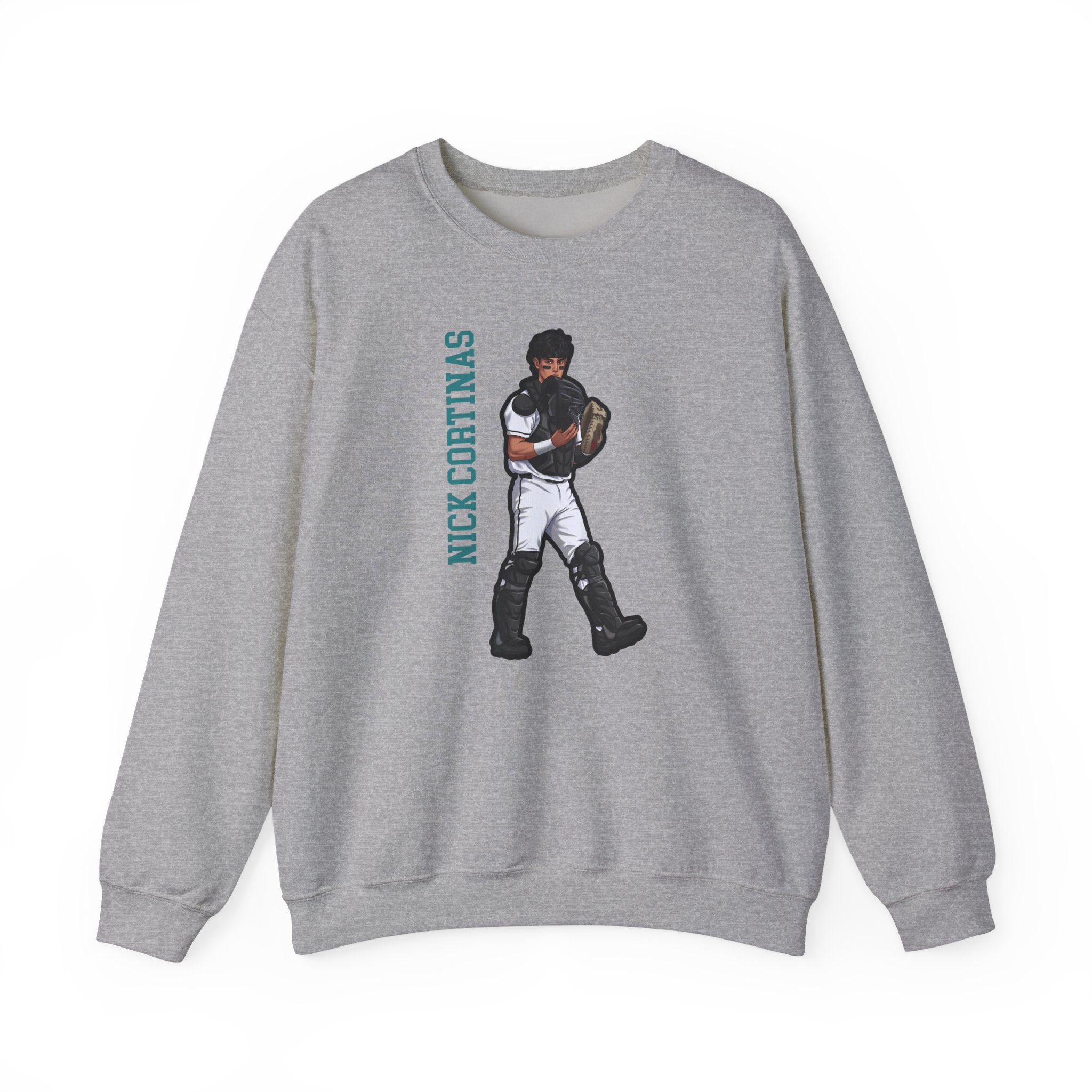 Crewneck Sweatshirt — character_name_vertical in Grey