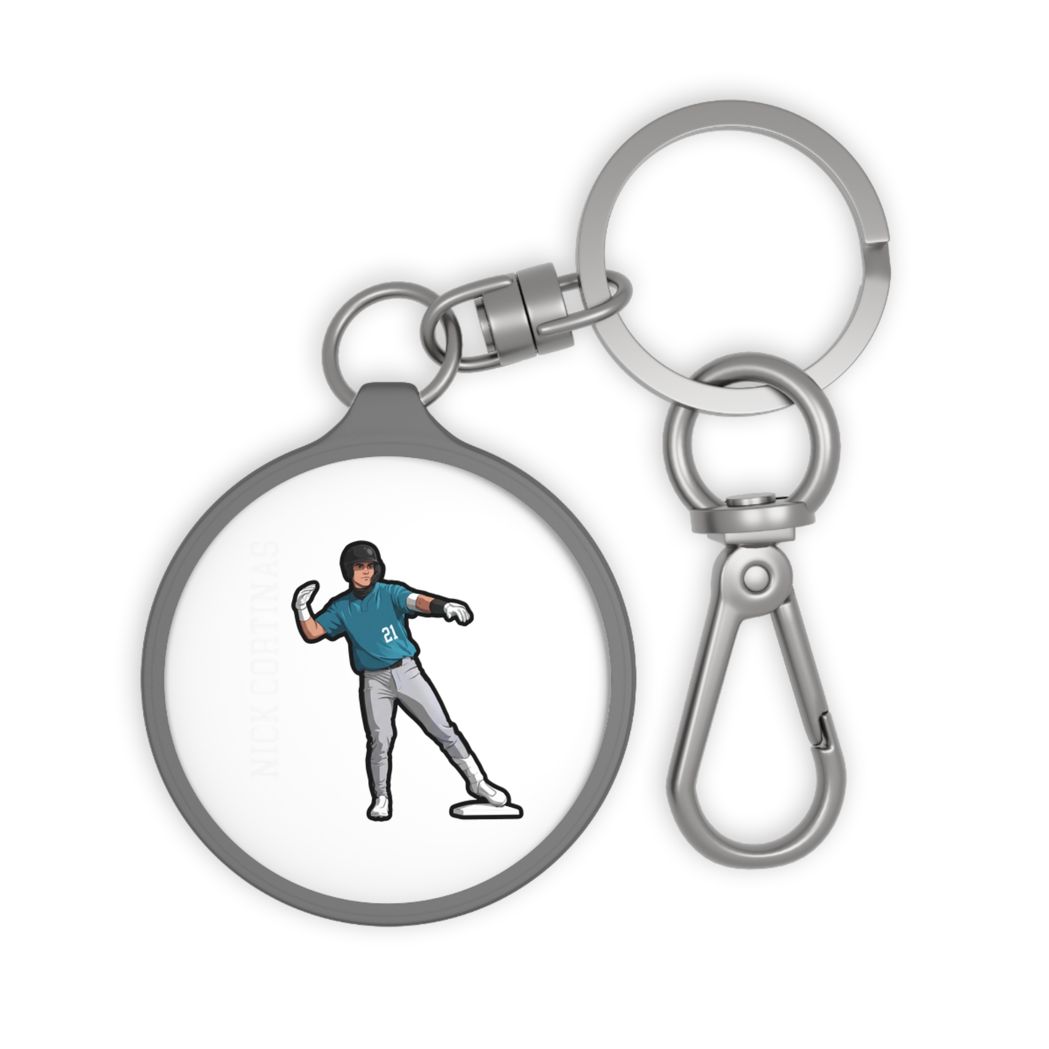 Keychain — character_name_vertical in Grey