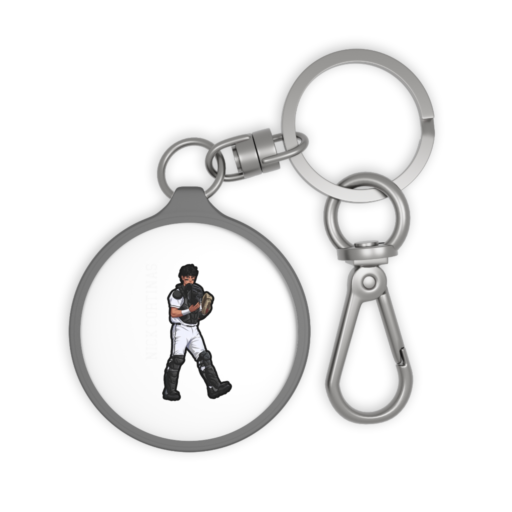 Keychain — character_name_vertical in Grey
