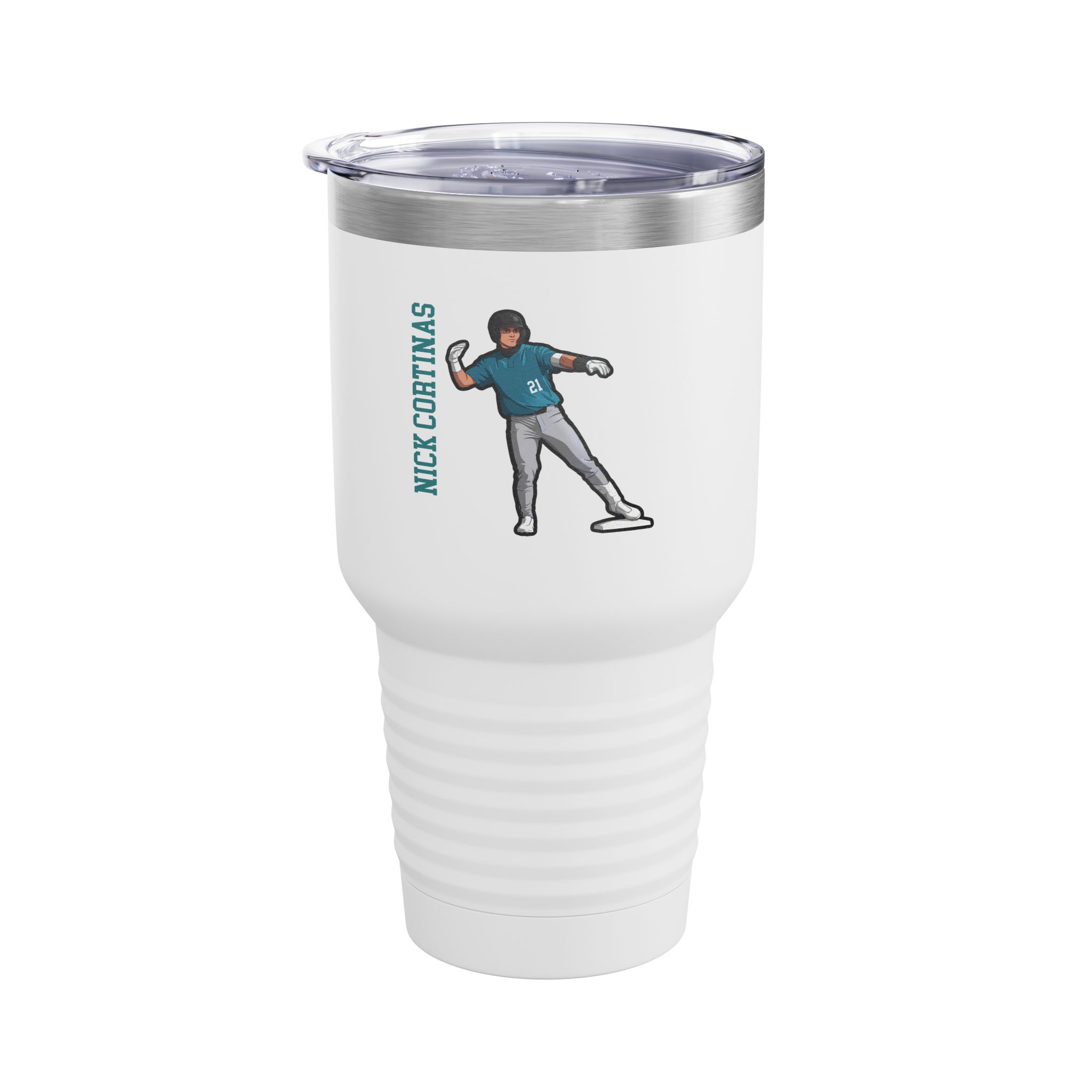 30oz Tumbler — character_name_vertical in White
