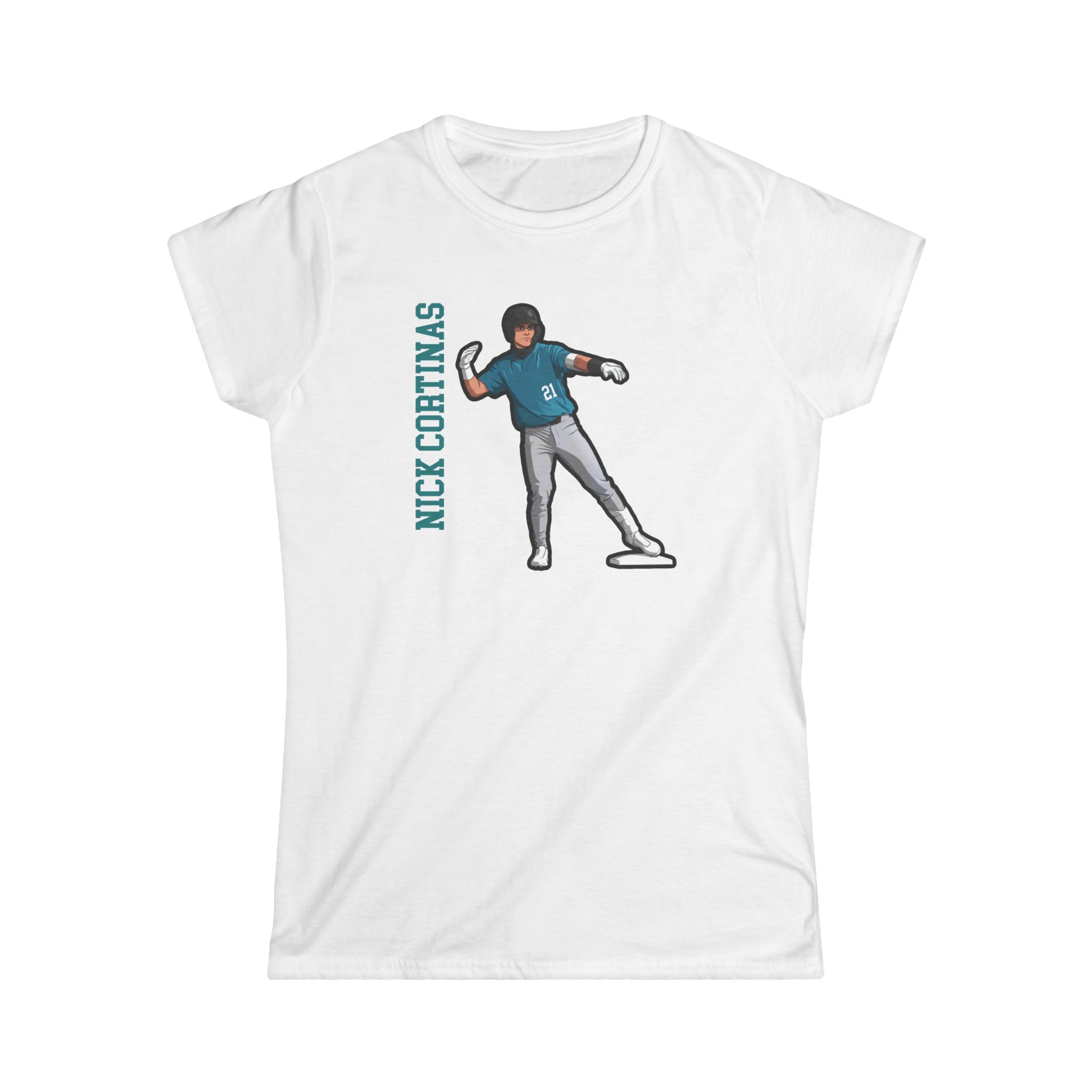 Women's Softstyle Tee — character_name_vertical in White