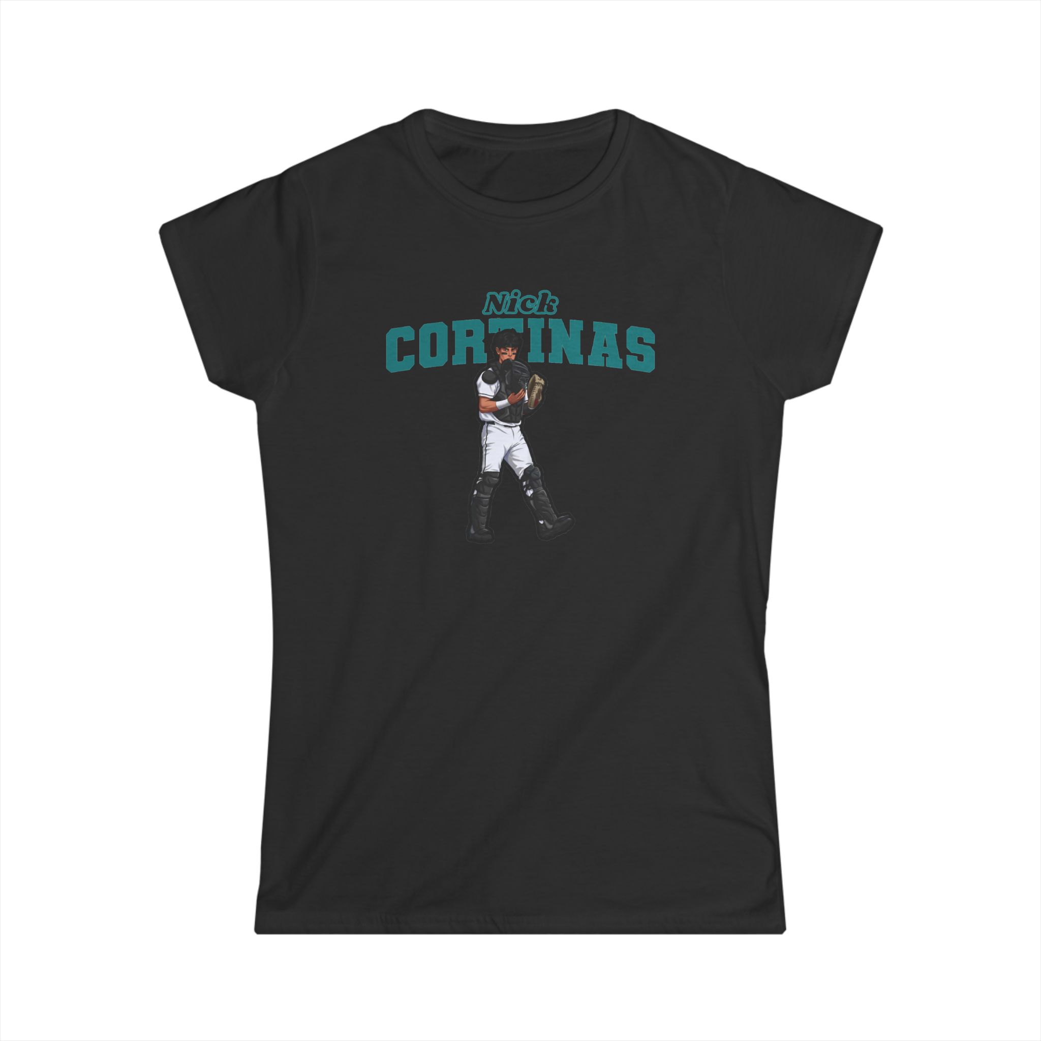 Women's Softstyle Tee — character_name_arch in Black