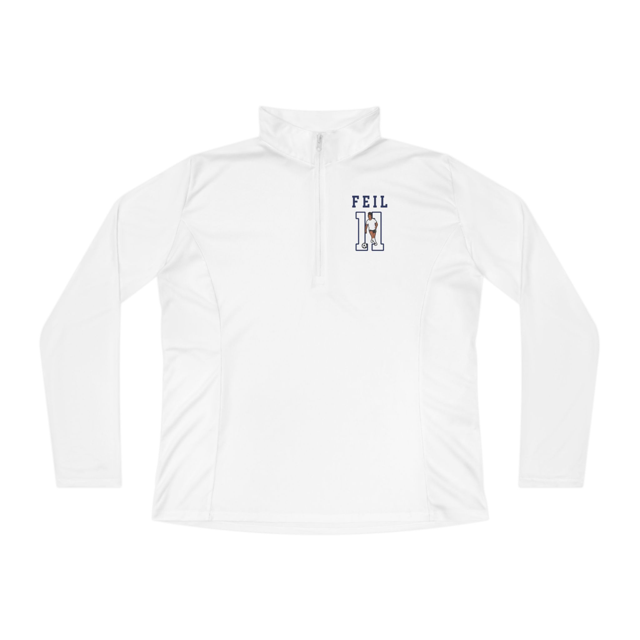 Women's Q-Zip Pullover — character_shirsey in White