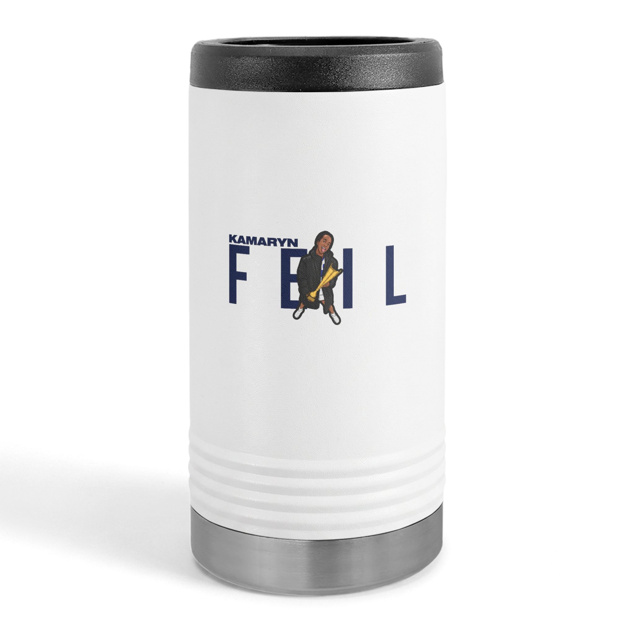 Slim Stainless Can Cooler — character_player_name in White