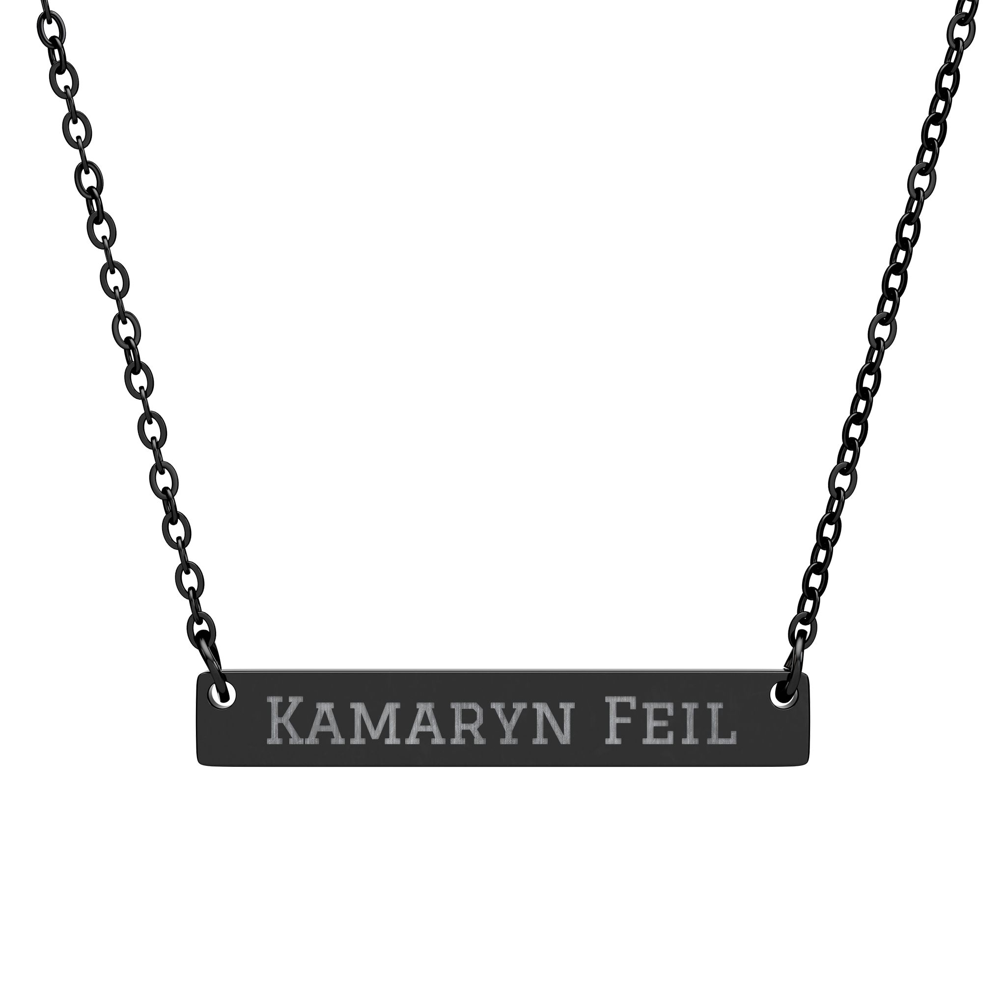 Engraved Bar Necklace — Classic in Black