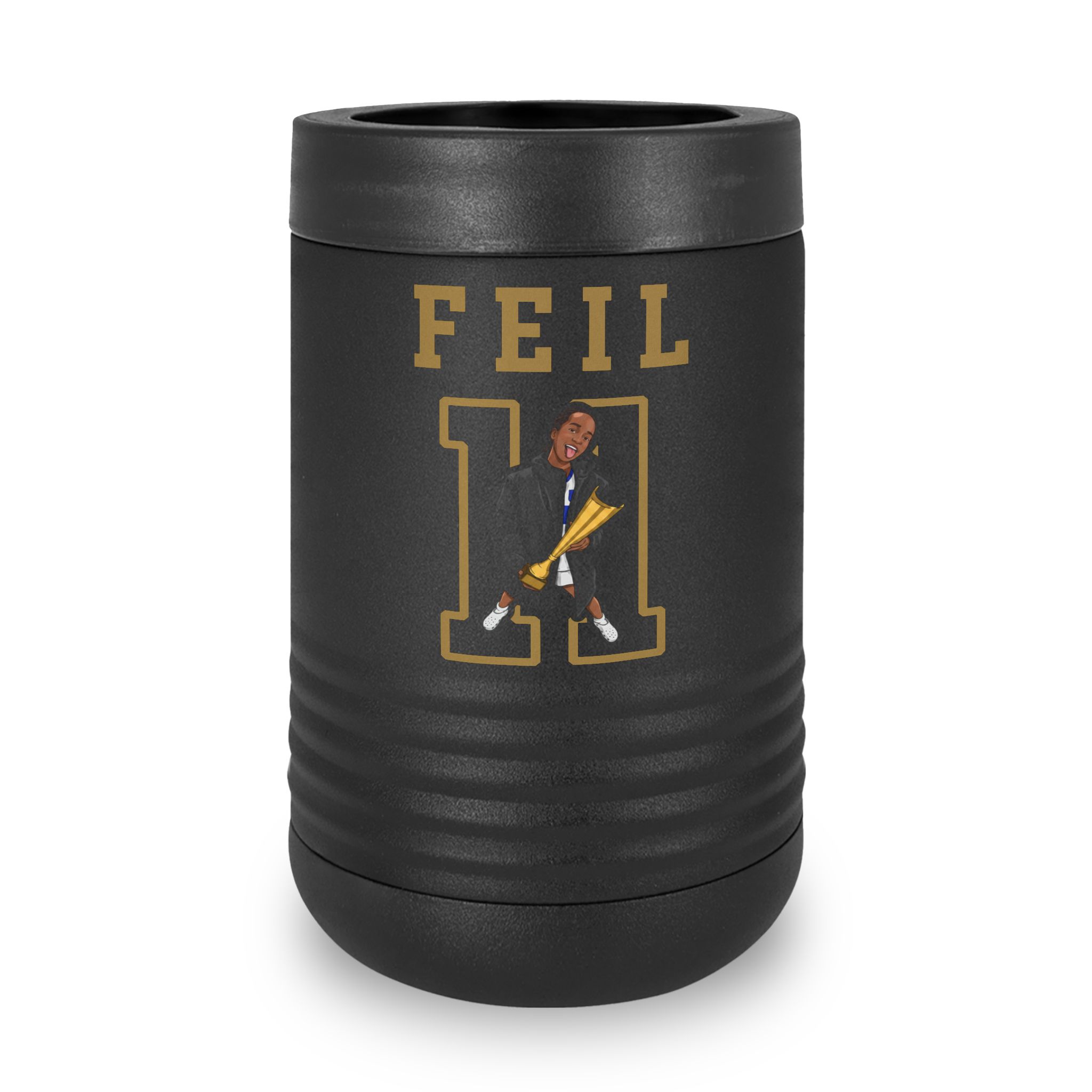 Stainless Can Cooler — character_shirsey in Black