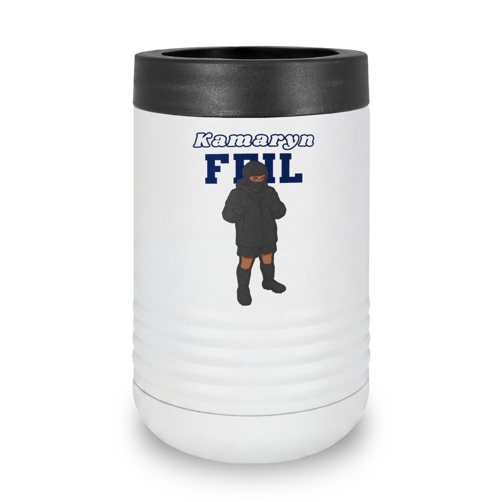 Stainless Can Cooler — character_name_arch in White