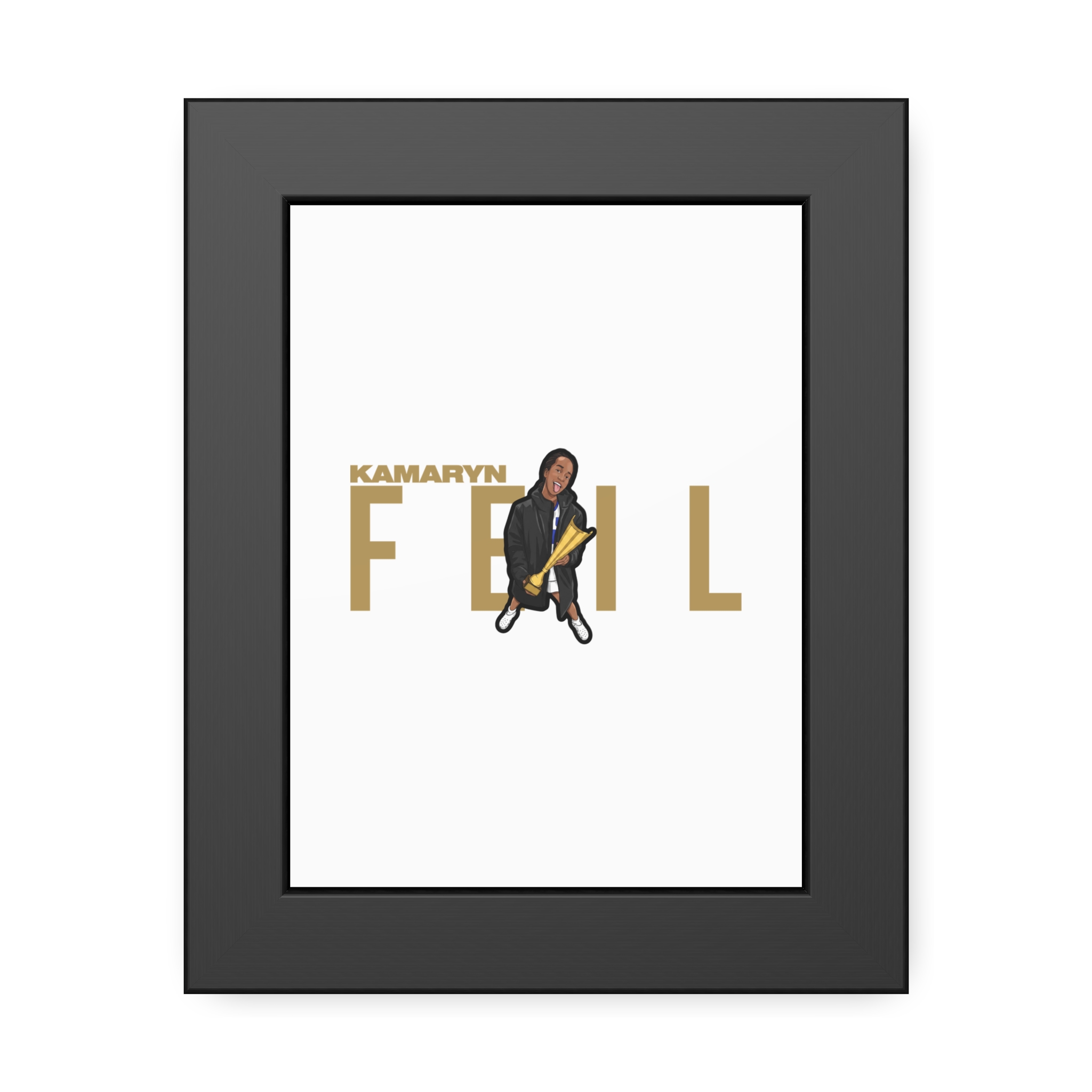 Framed Poster — character_player_name in Black