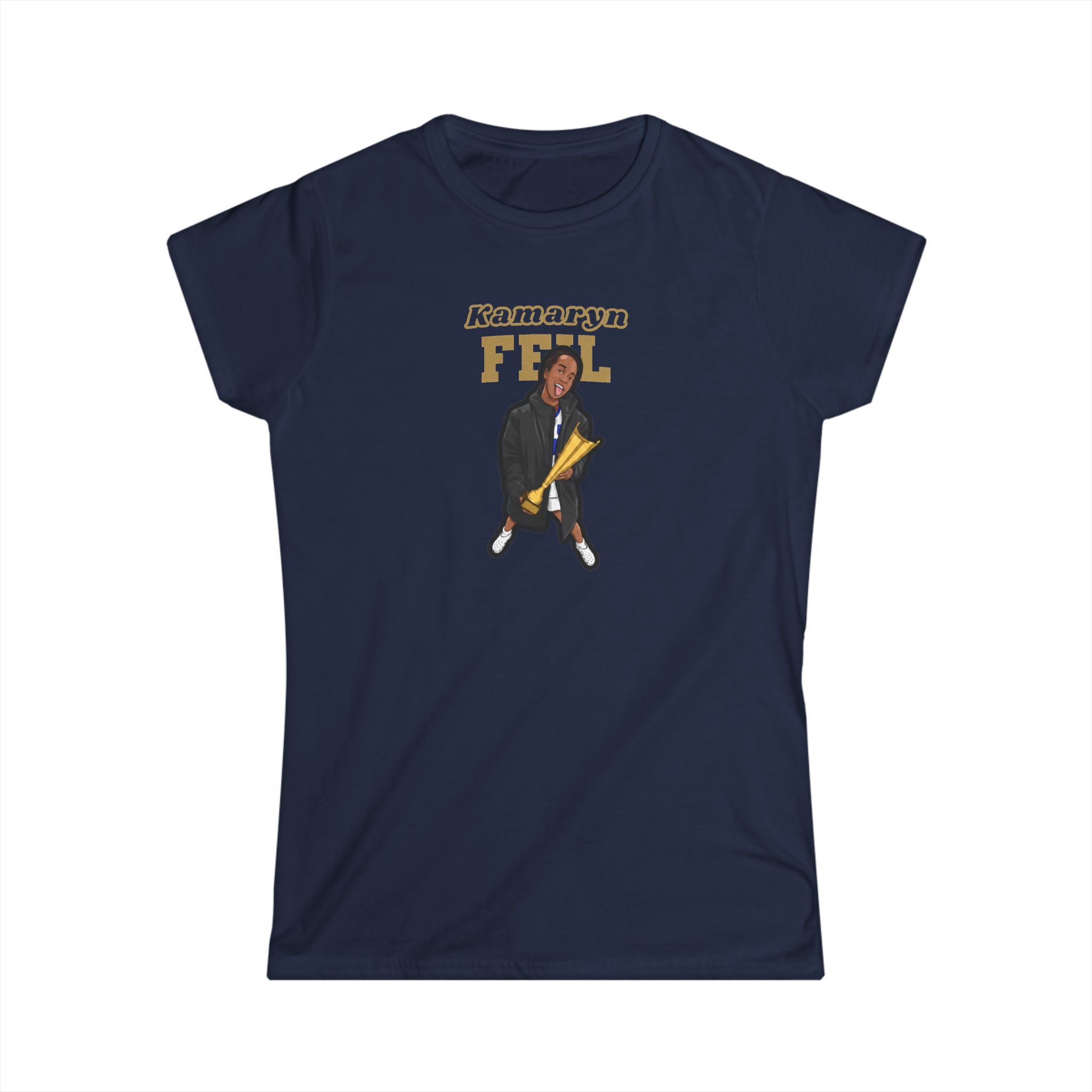Women's Softstyle Tee — character_name_arch in Navy
