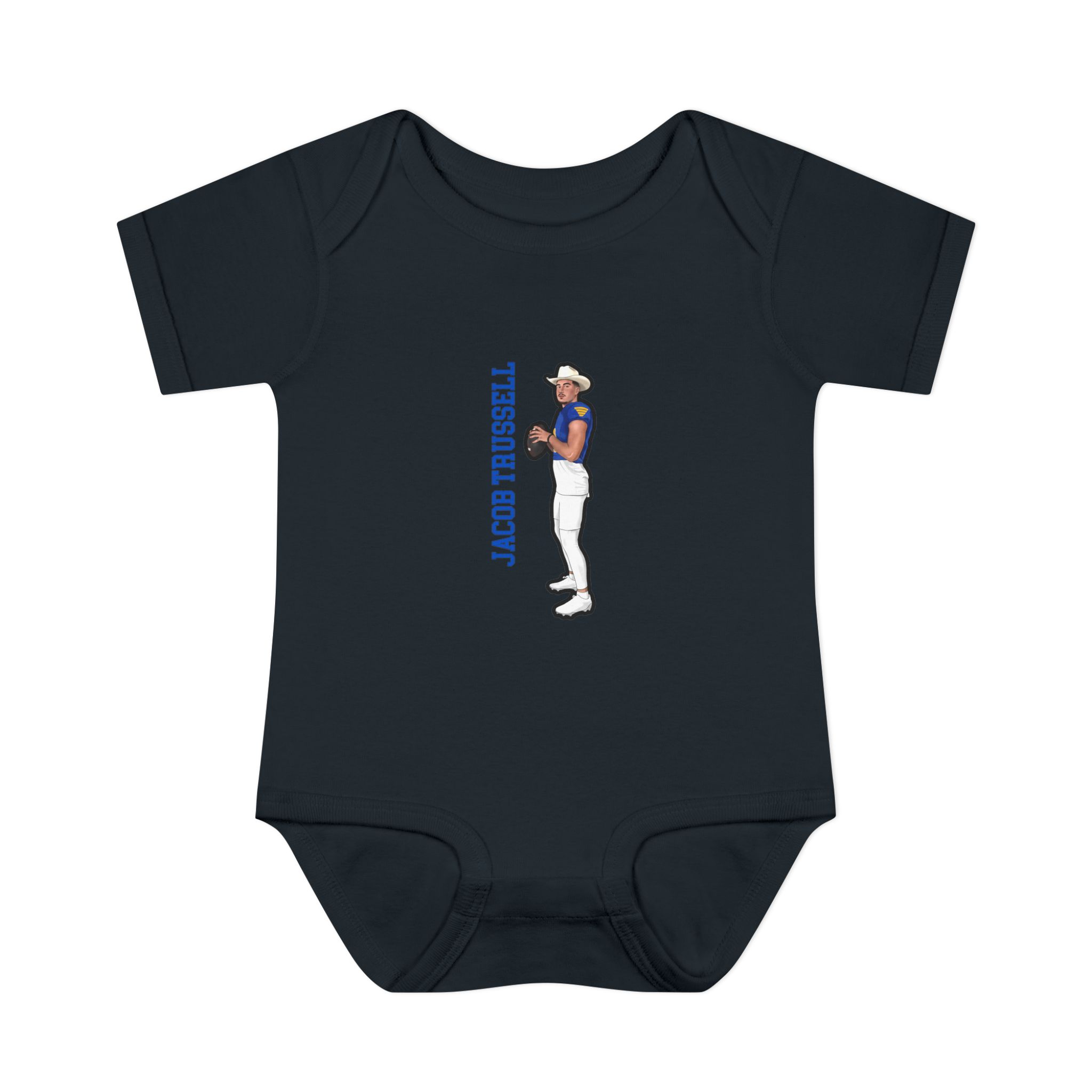 Baby Onesie — character_name_vertical in Black