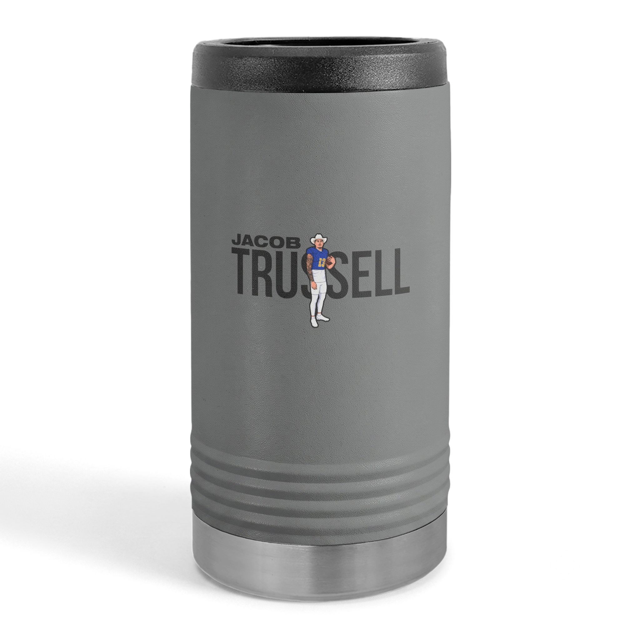 Slim Stainless Can Cooler — character_player_name in Grey