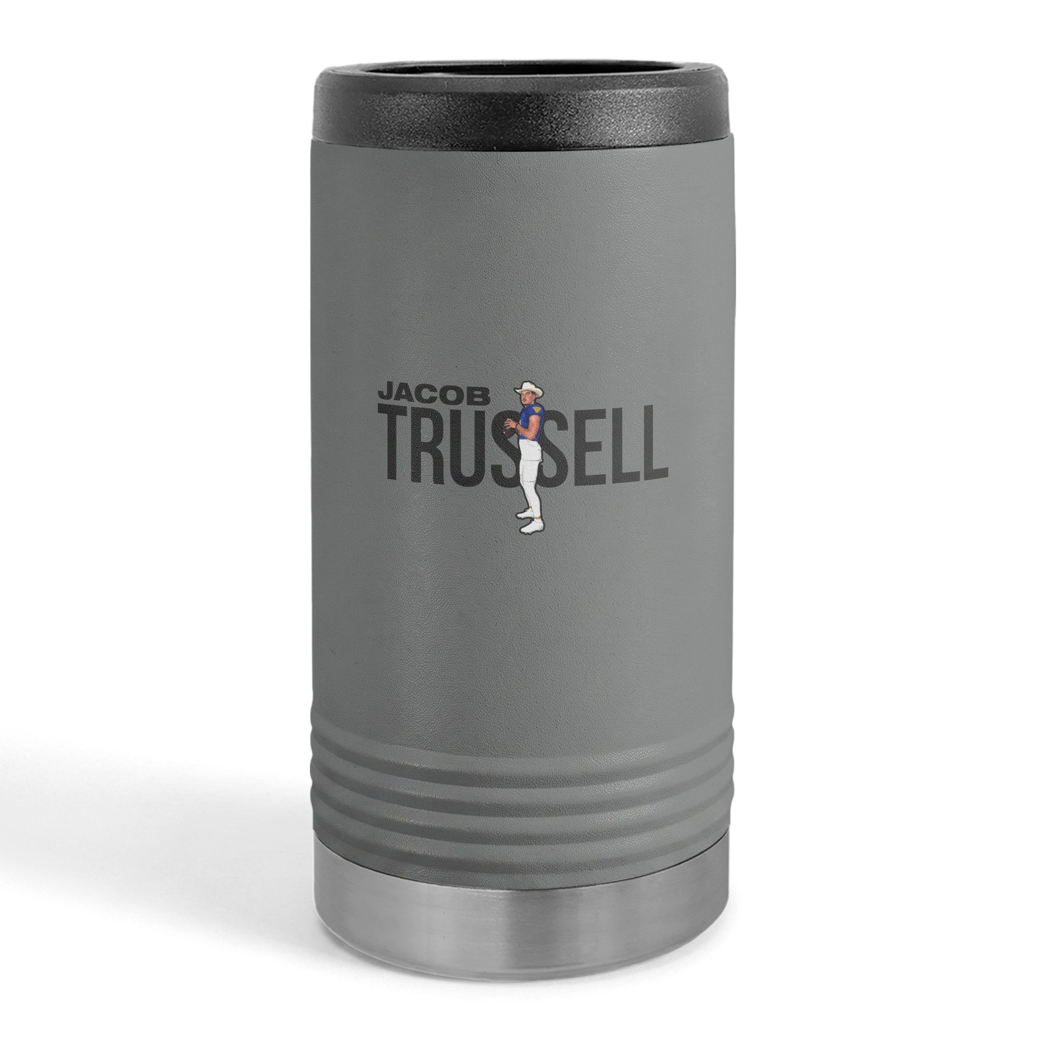 Slim Stainless Can Cooler — character_player_name in Grey