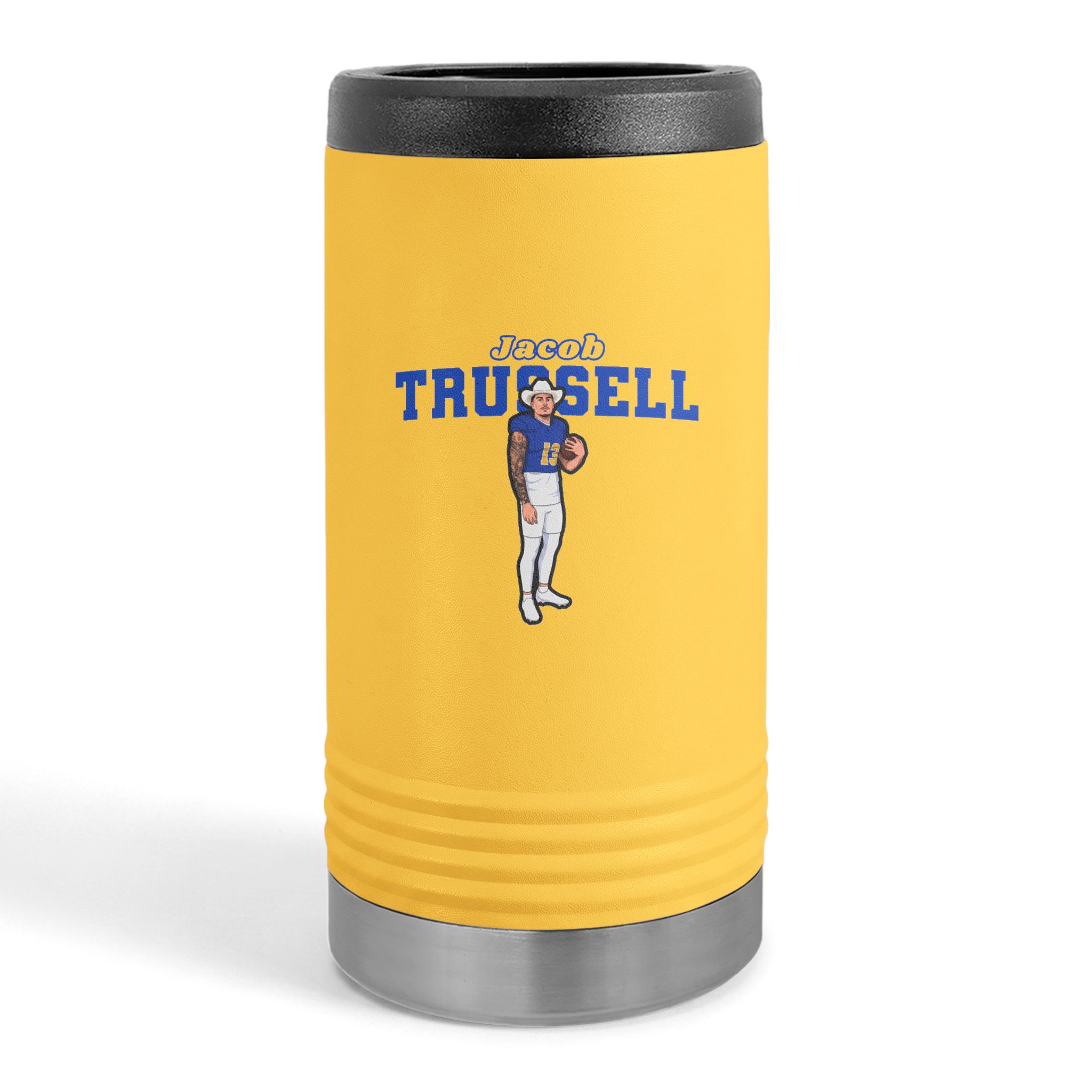 Slim Stainless Can Cooler — character_name_arch in Yellow