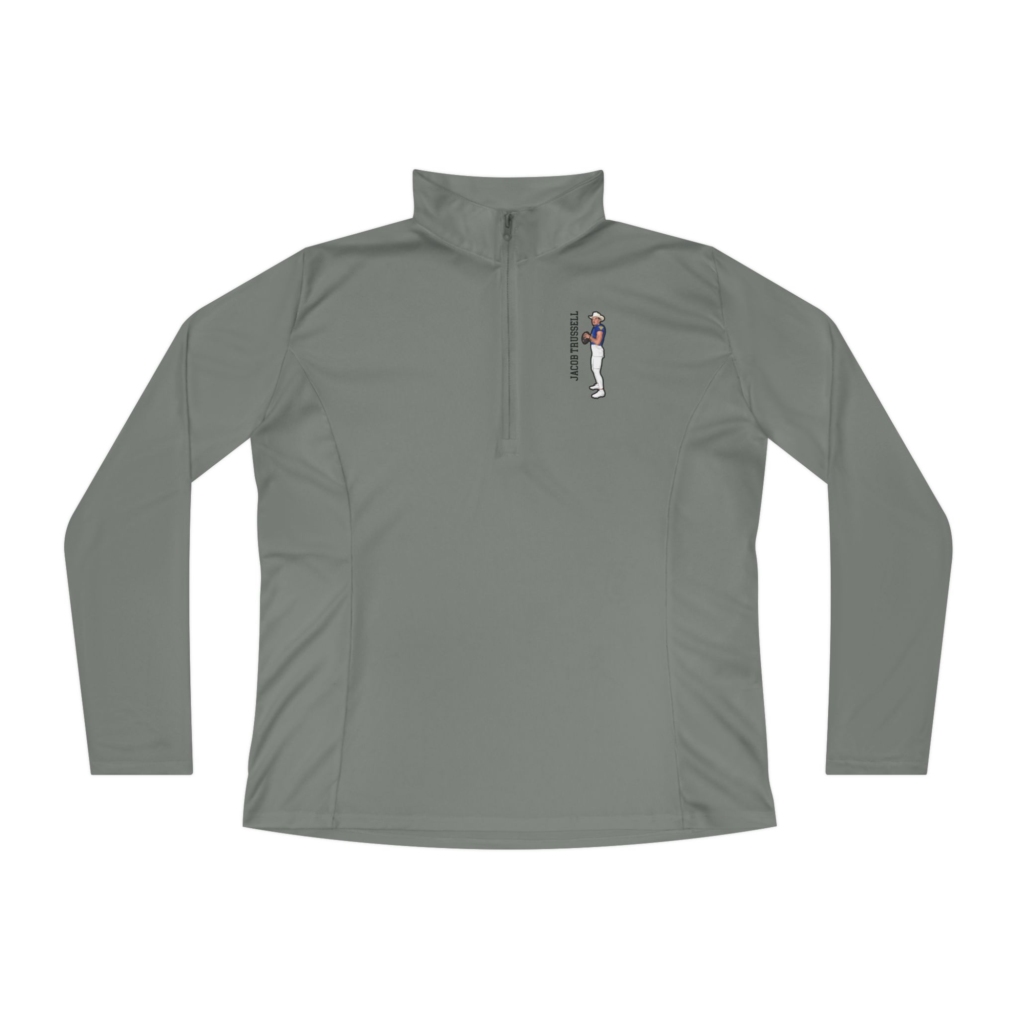 Women's Q-Zip Pullover — character_name_vertical in Grey