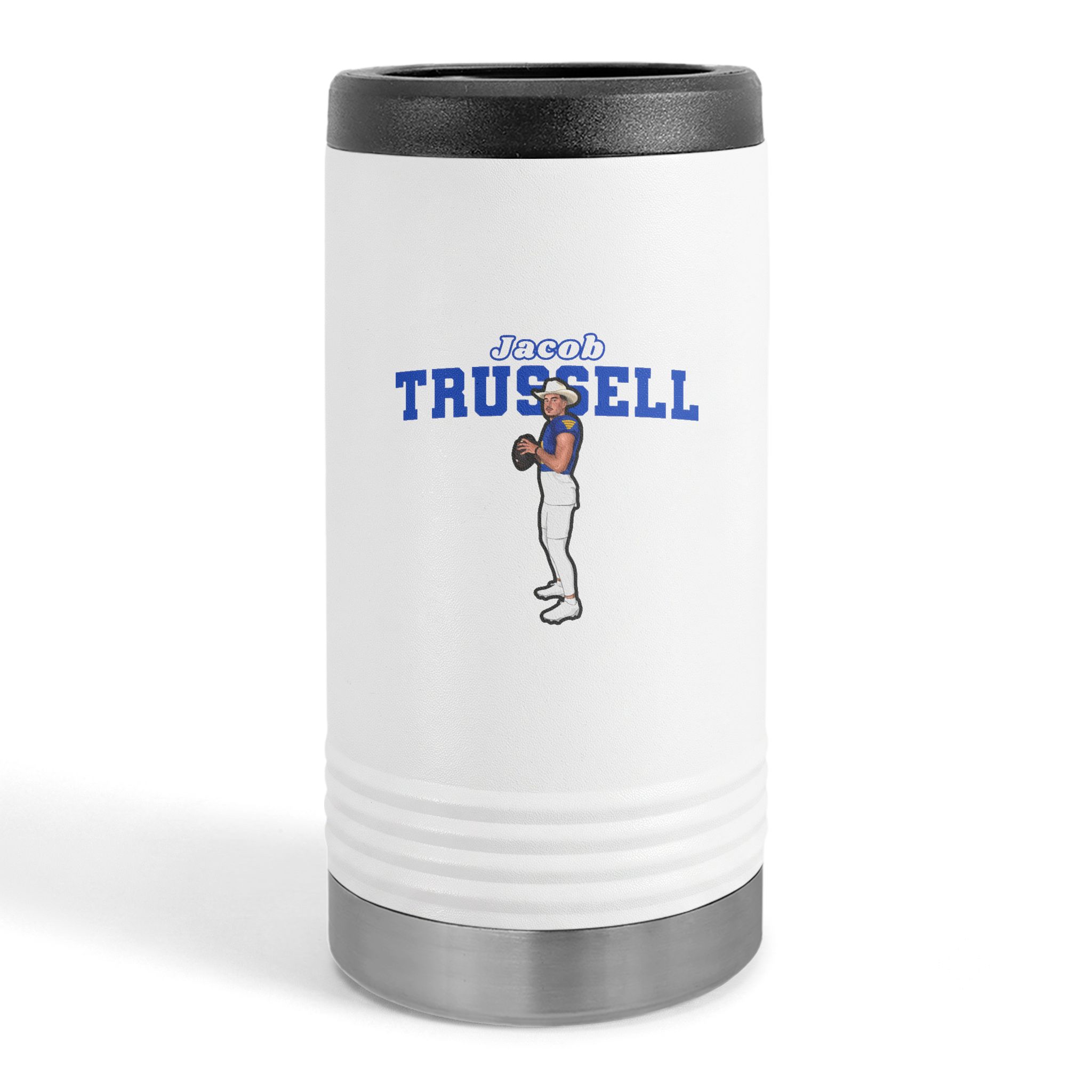 Slim Stainless Can Cooler — character_name_arch in White