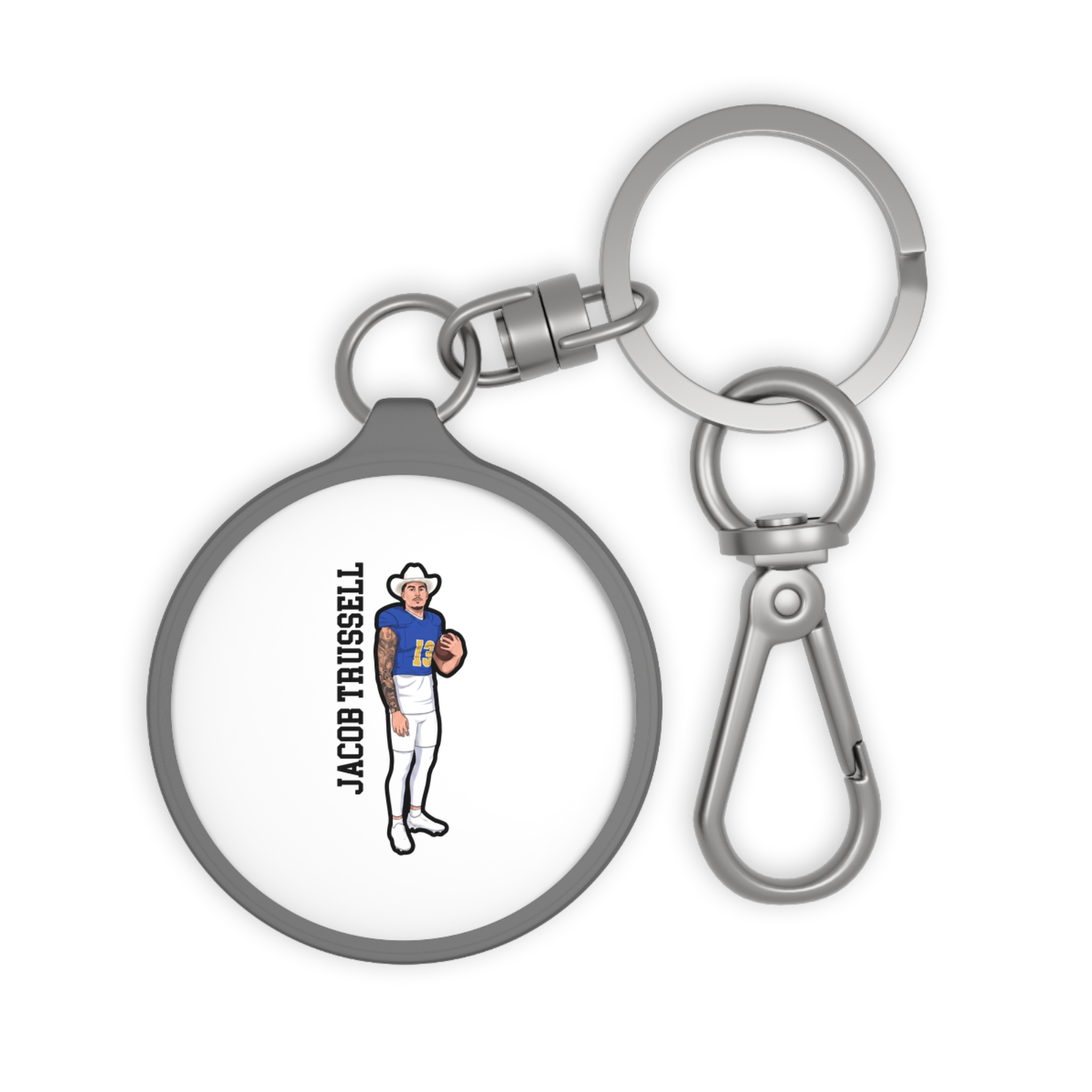 Keychain — character_name_vertical in Grey