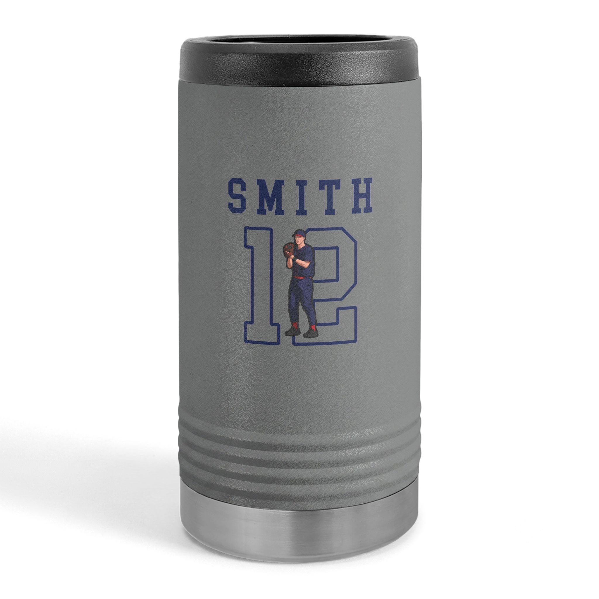 Slim Stainless Can Cooler — character_shirsey in Grey