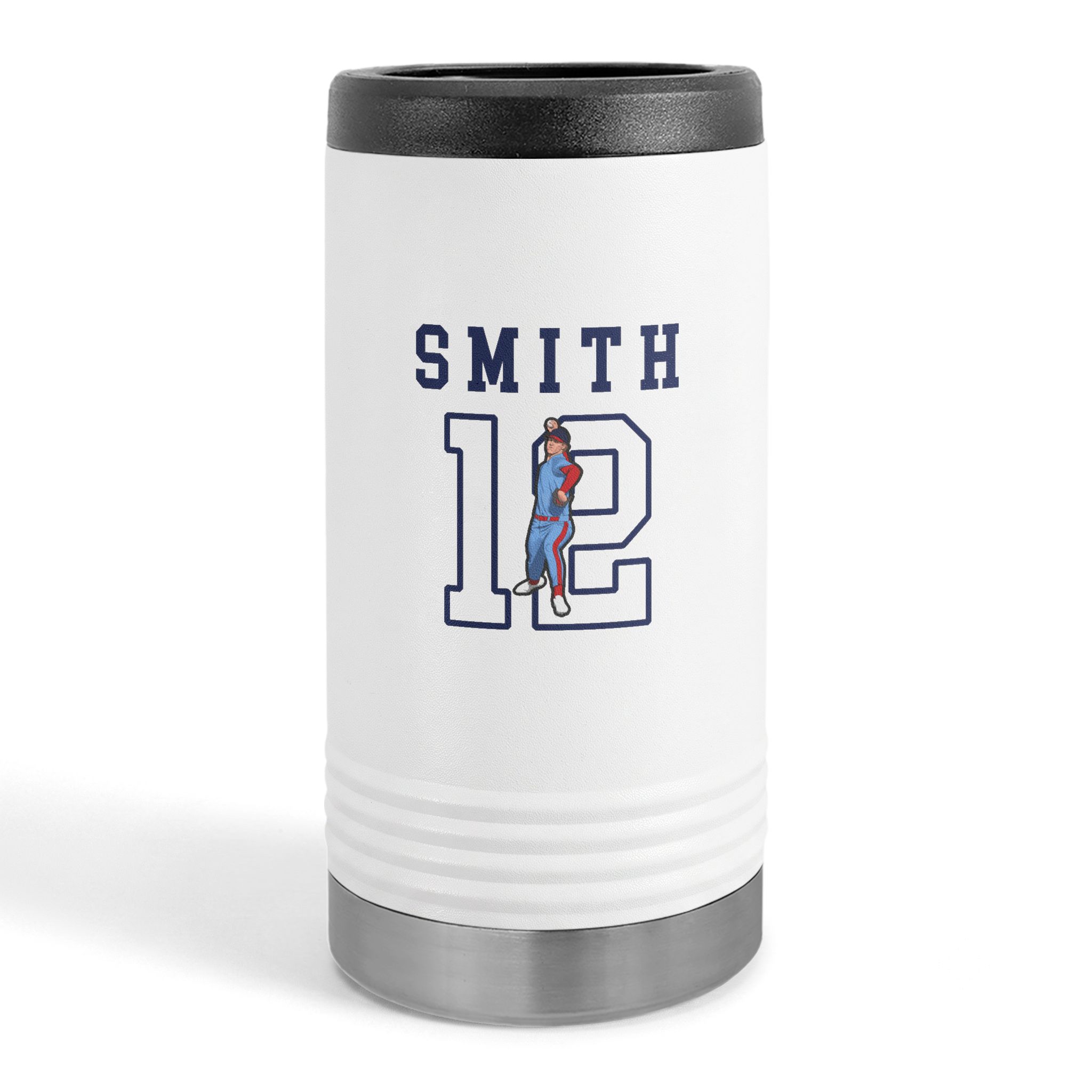 Slim Stainless Can Cooler — character_shirsey in White