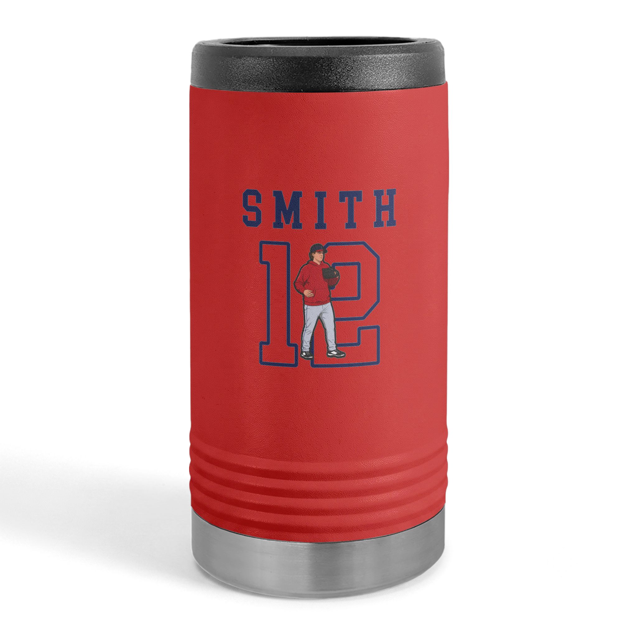 Slim Stainless Can Cooler — character_shirsey in Red