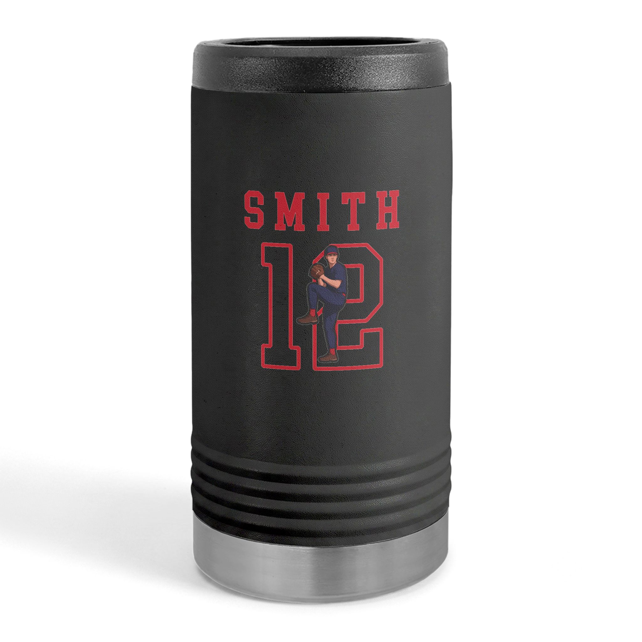 Slim Stainless Can Cooler — character_shirsey in Black