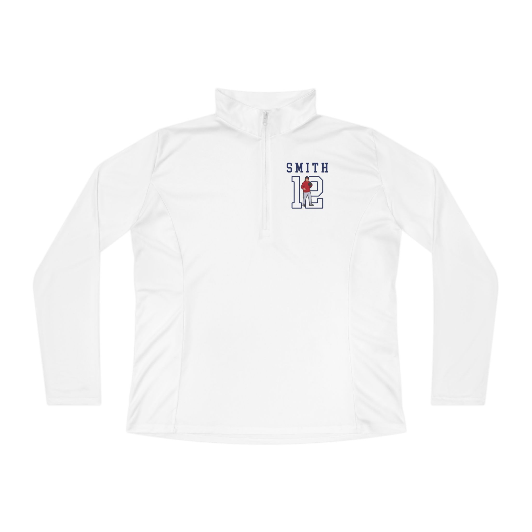 Women's Q-Zip Pullover — character_shirsey in White