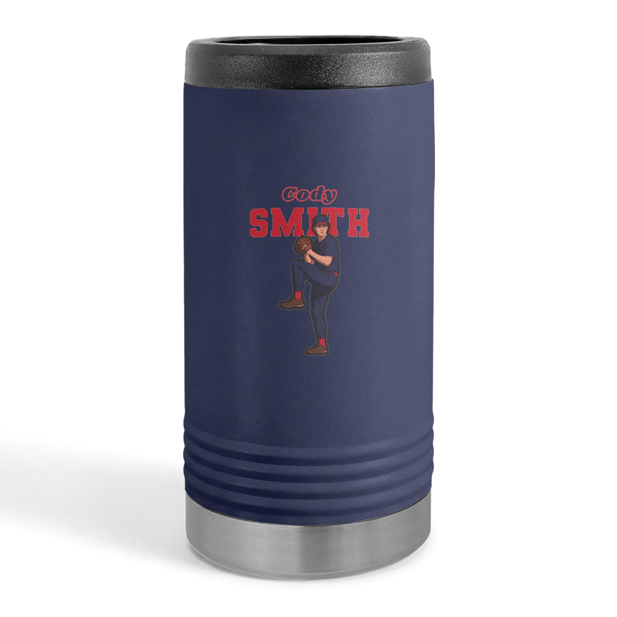 Slim Stainless Can Cooler — character_name_arch in Navy
