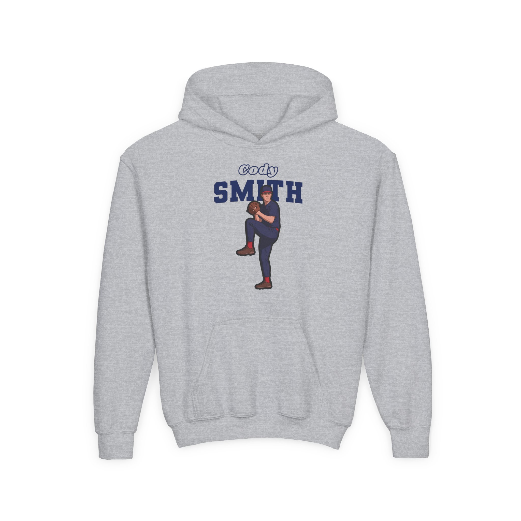Youth Hoodie — character_name_arch in Grey