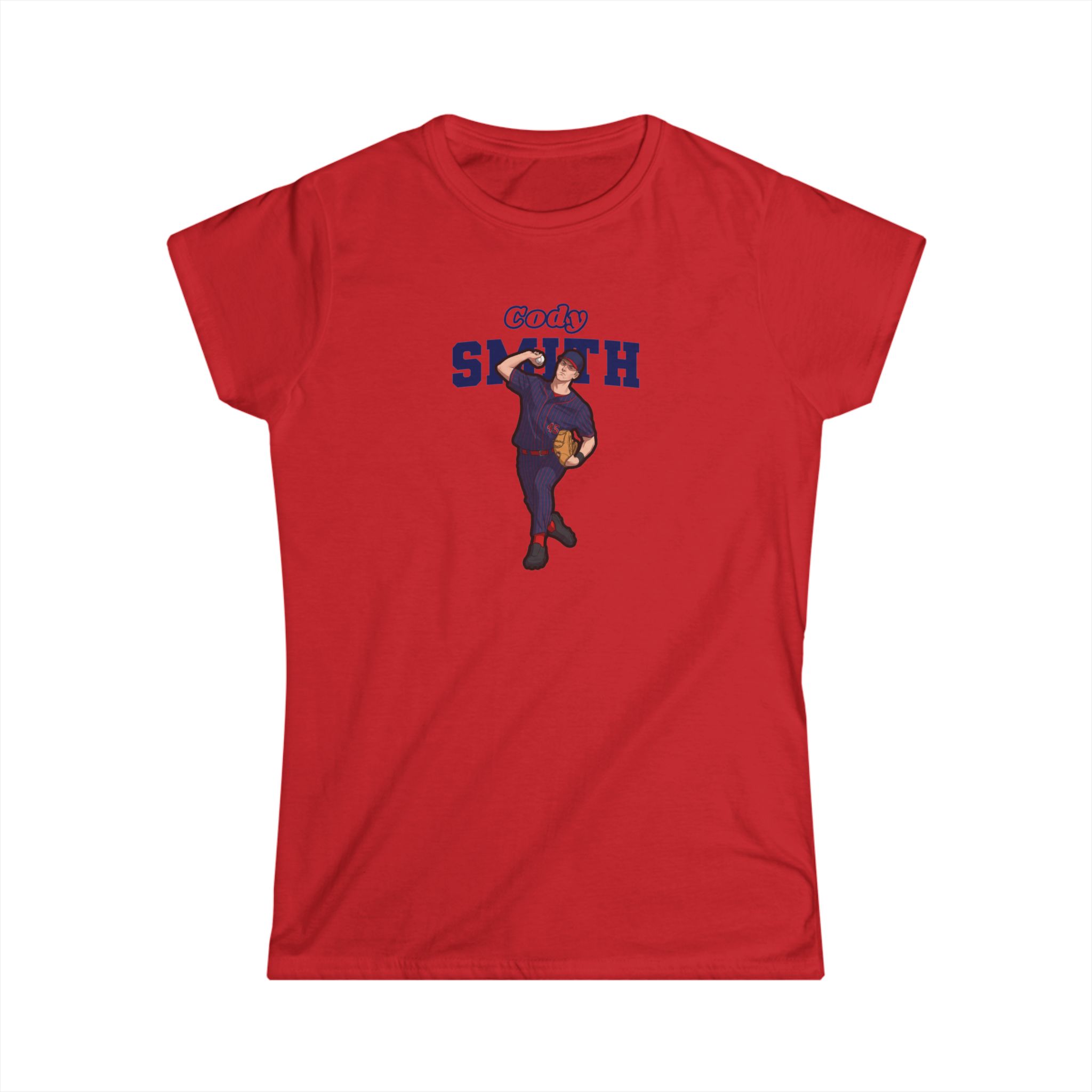 Women's Softstyle Tee — character_name_arch in Red