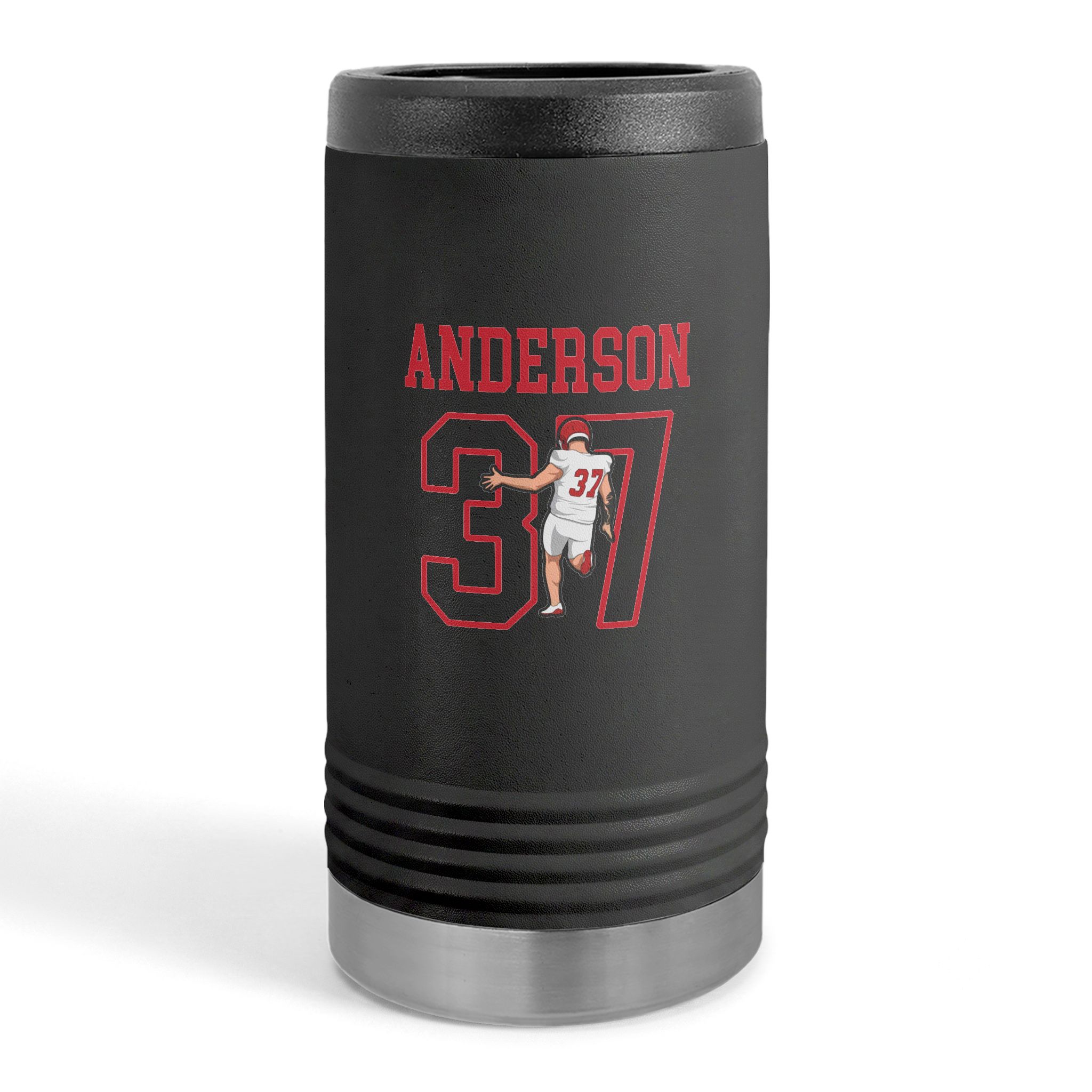 Slim Stainless Can Cooler — character_shirsey in Black