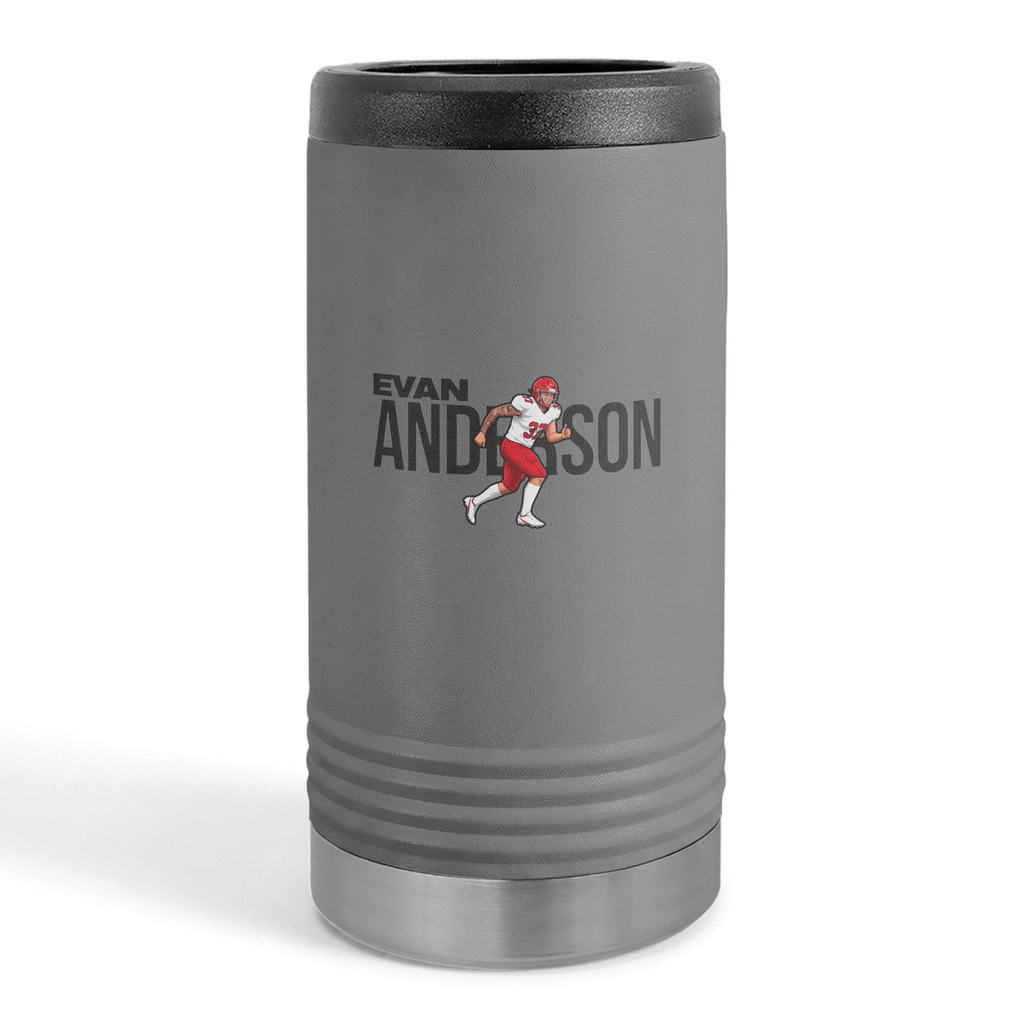 Slim Stainless Can Cooler — character_player_name in Grey