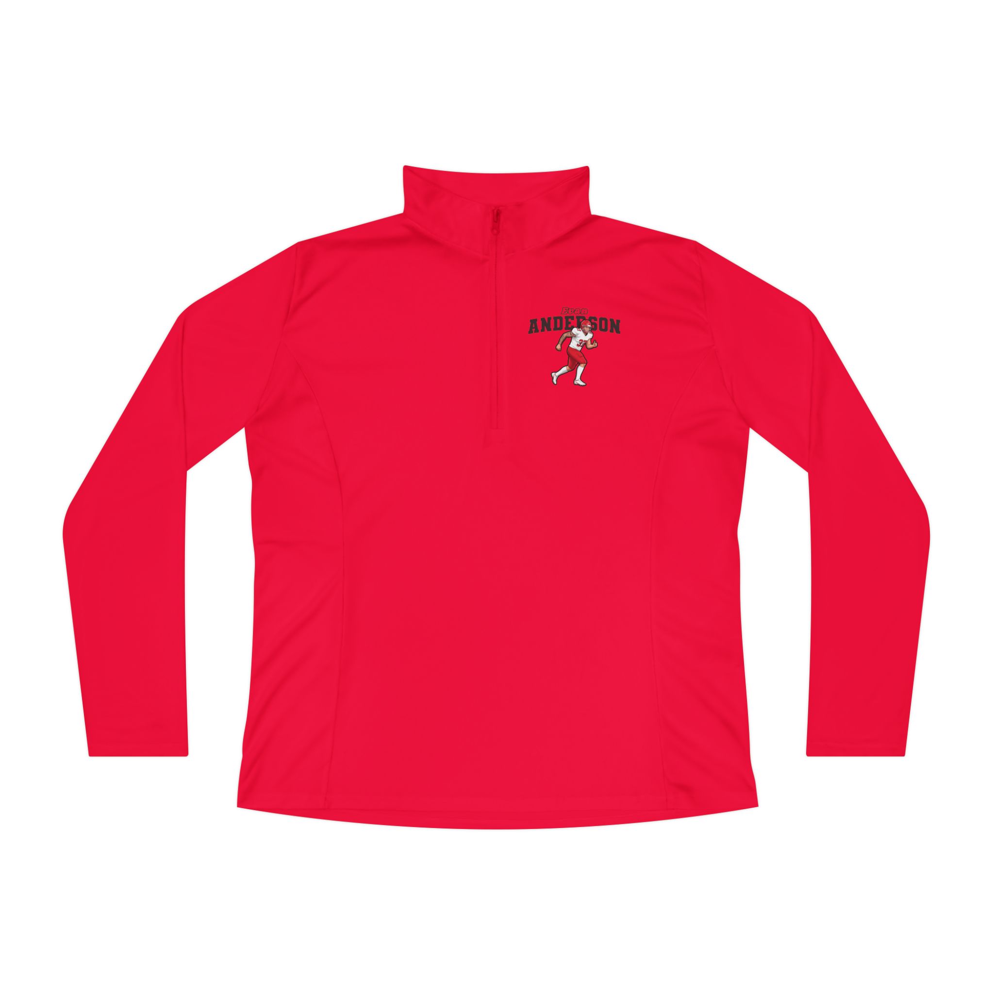 Women's Q-Zip Pullover — character_name_arch in Red