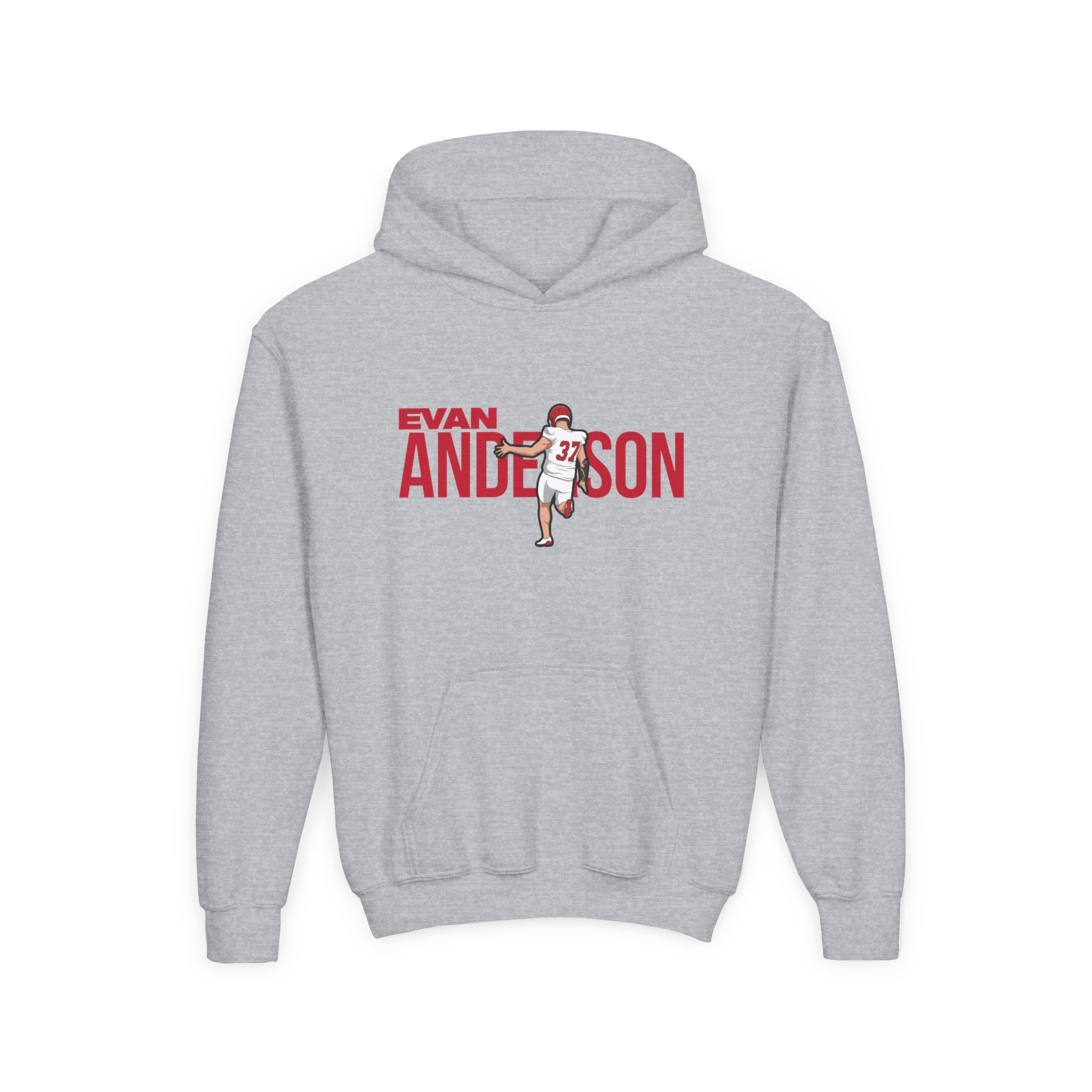 Youth Hoodie — character_player_name in Grey