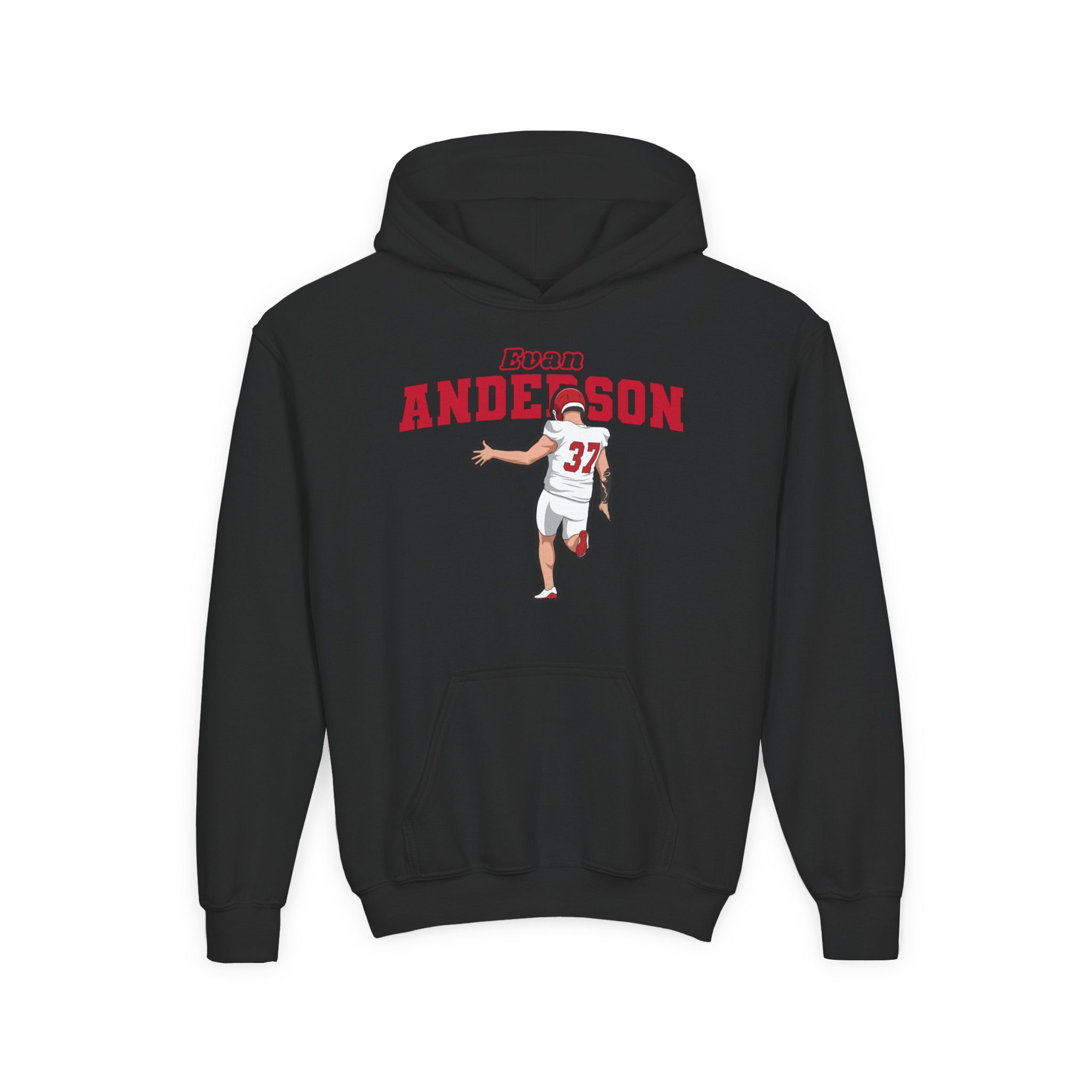 Youth Hoodie — character_name_arch in Black