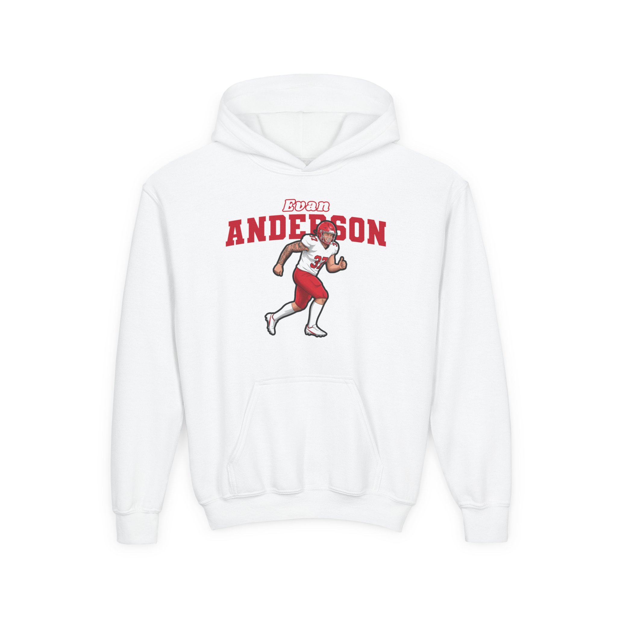 Youth Hoodie — character_name_arch in White
