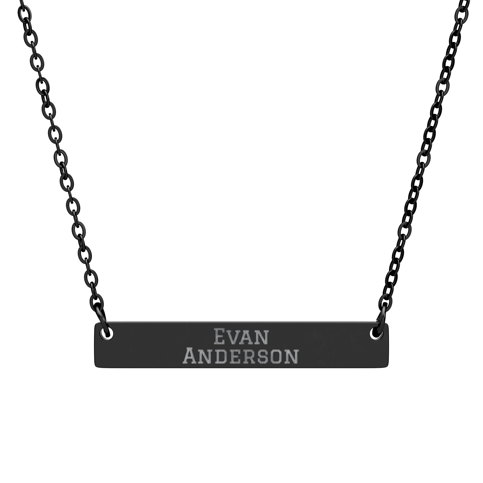 Engraved Bar Necklace — Classic in Black