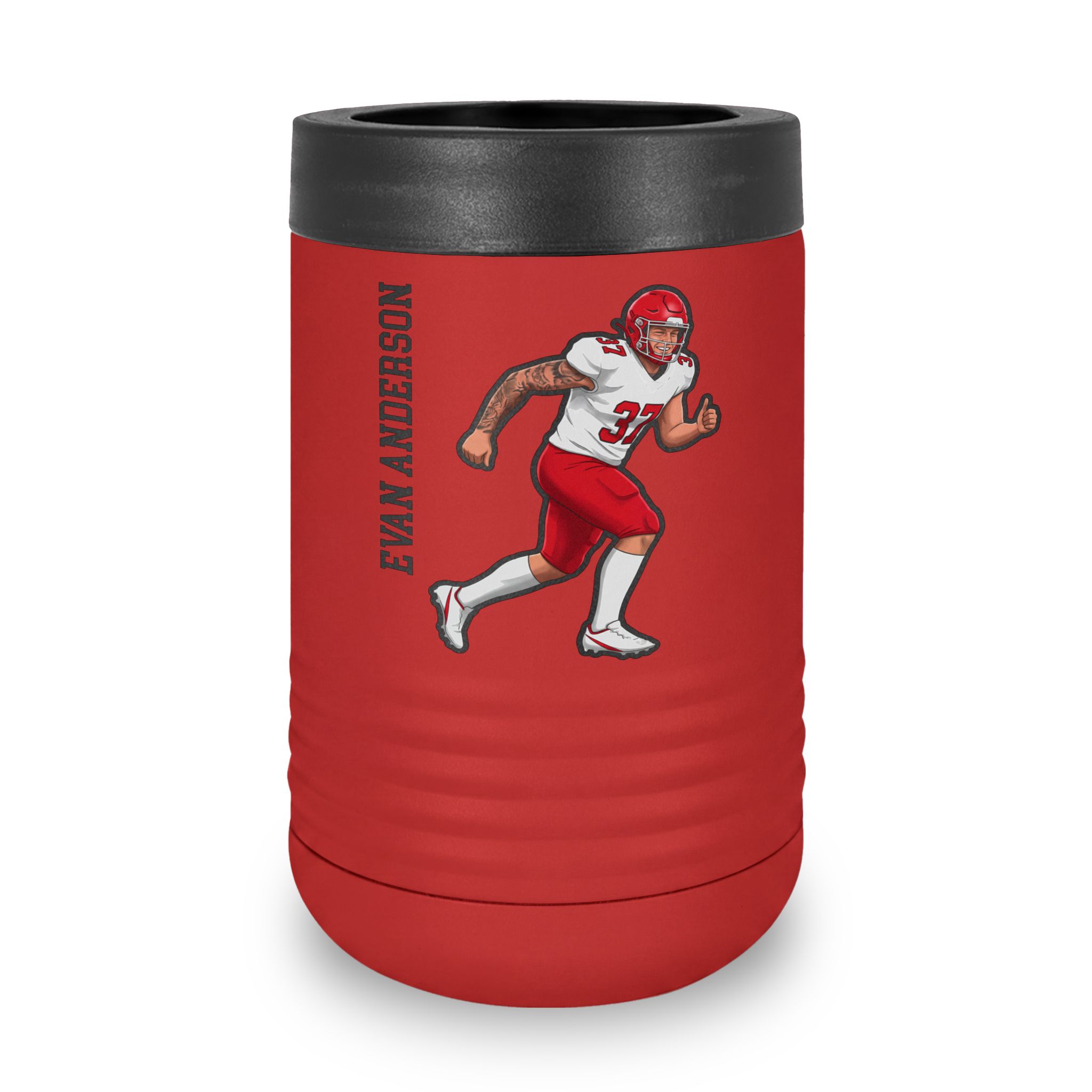 Stainless Can Cooler — character_name_vertical in Red