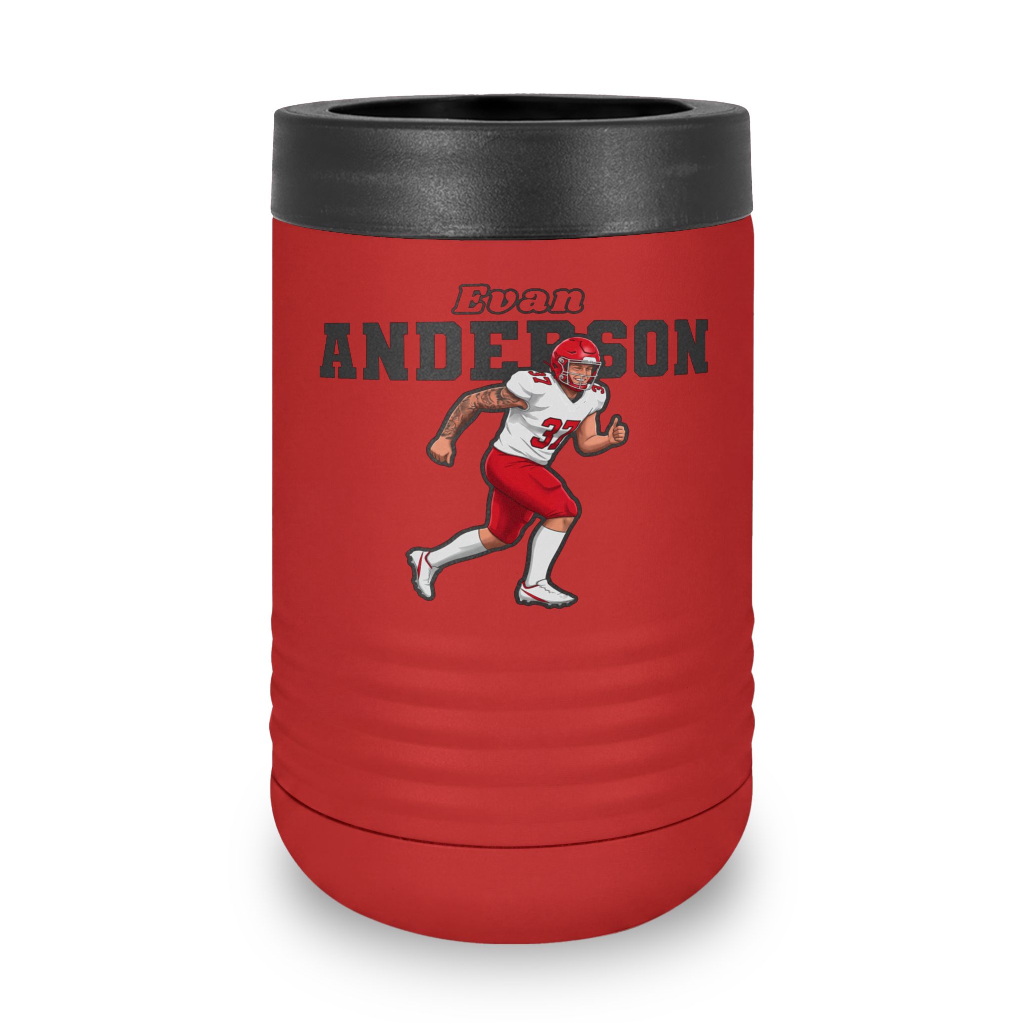 Stainless Can Cooler — character_name_arch in Red