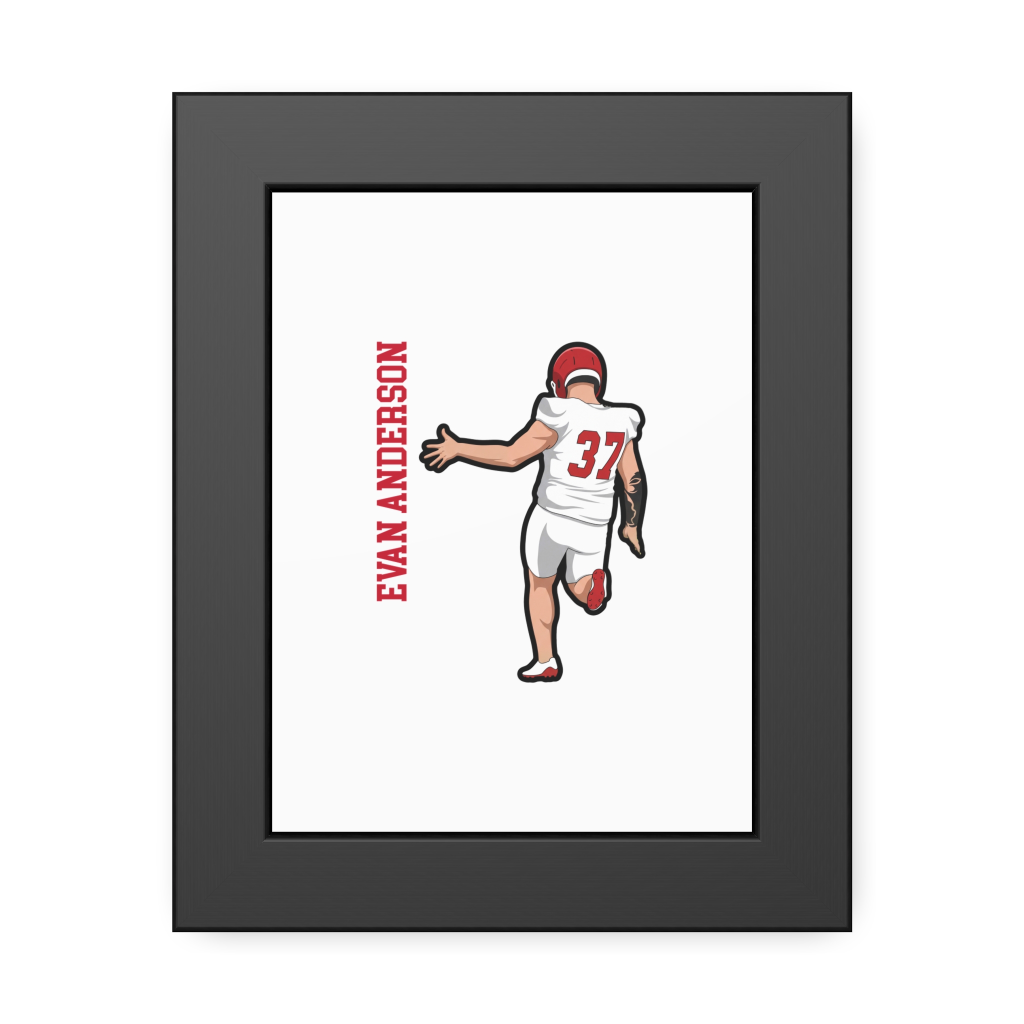 Framed Poster — character_name_vertical in Black