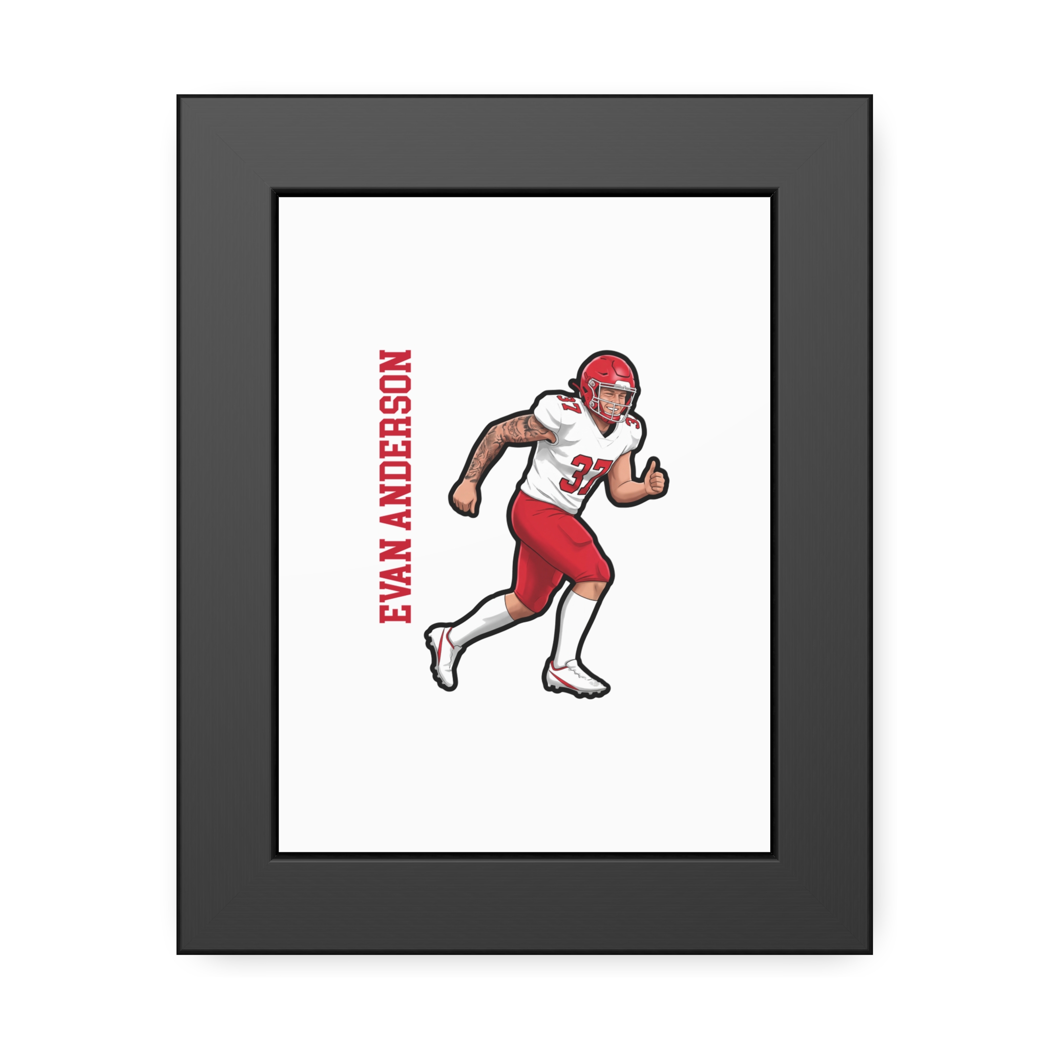 Framed Poster — character_name_vertical in Black