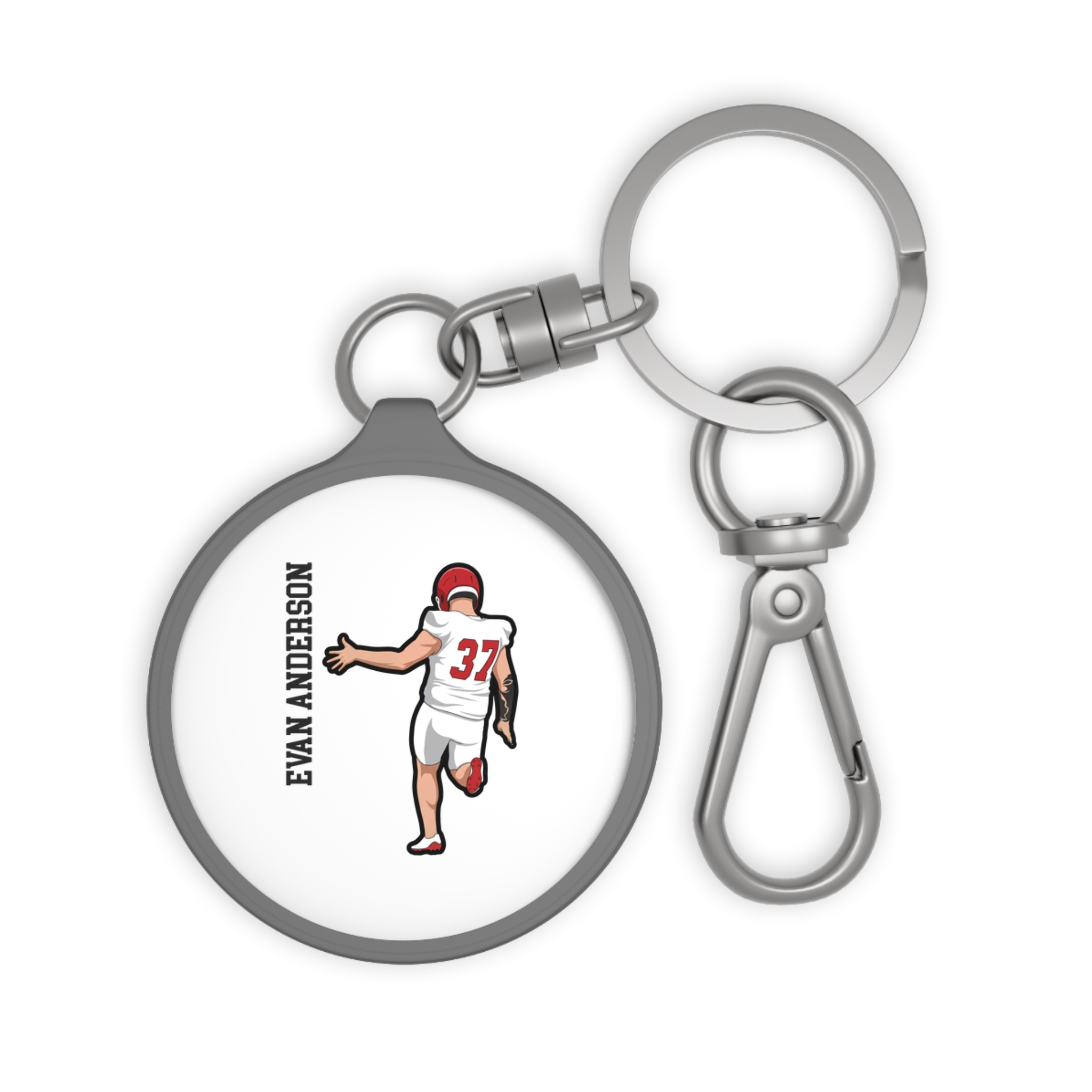Keychain — character_name_vertical in Grey