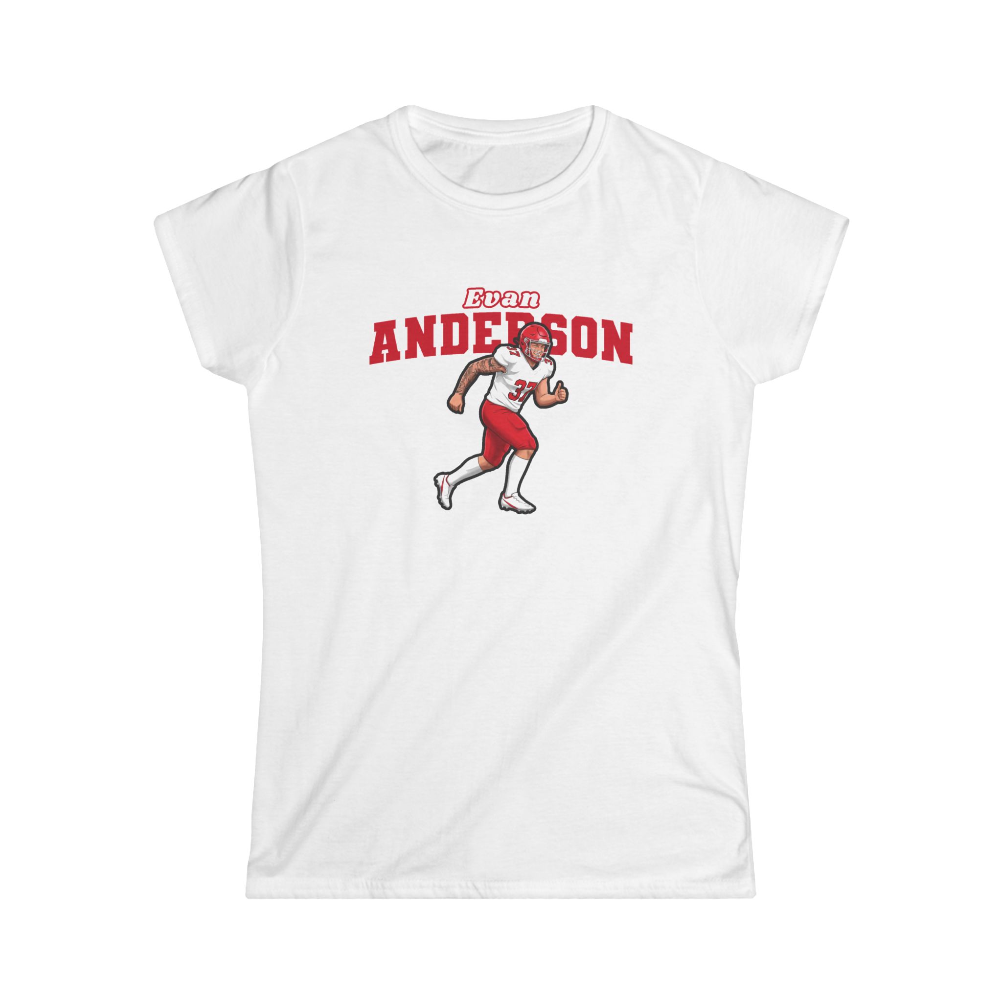 Women's Softstyle Tee — character_name_arch in White