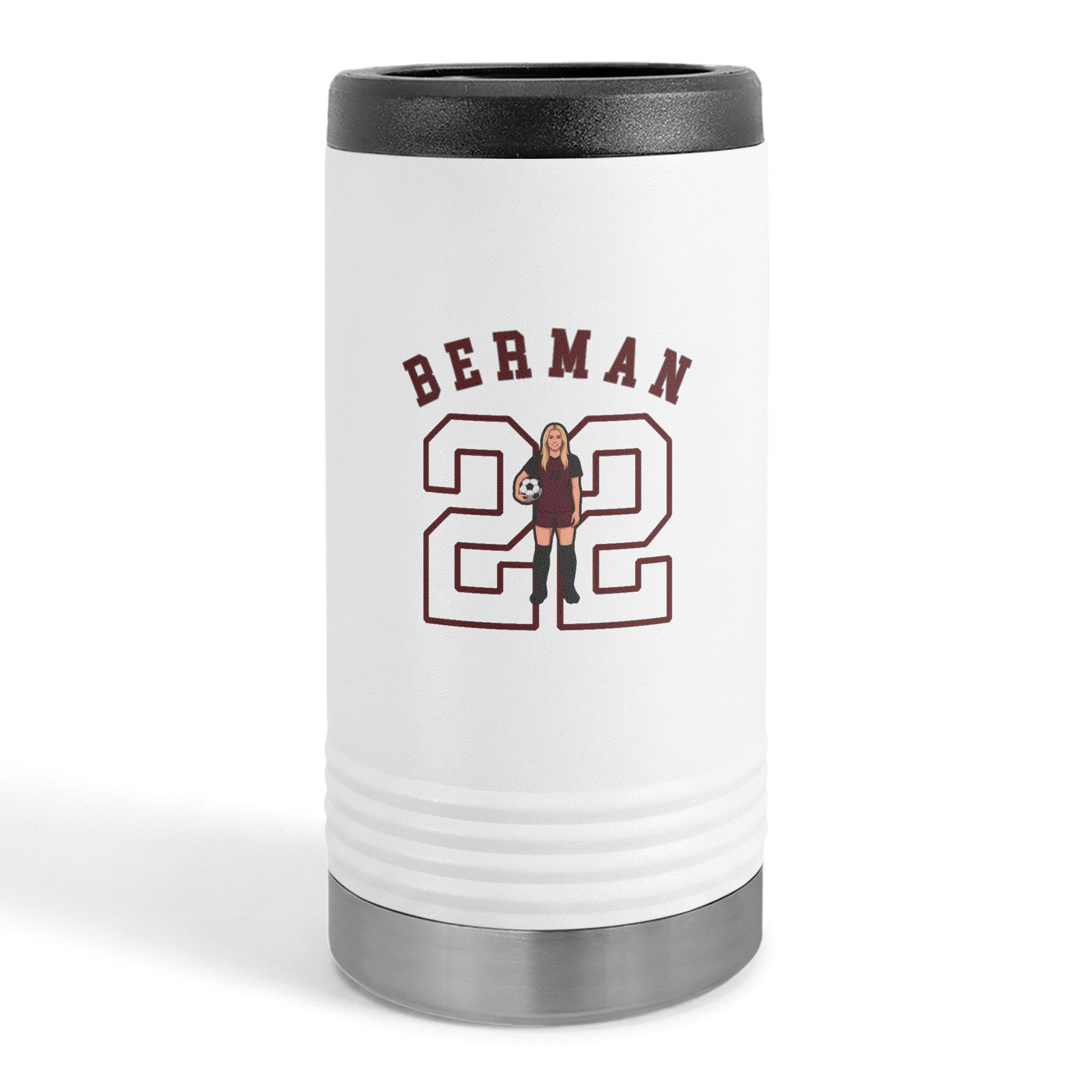 Slim Stainless Can Cooler — character_shirsey_arch in White