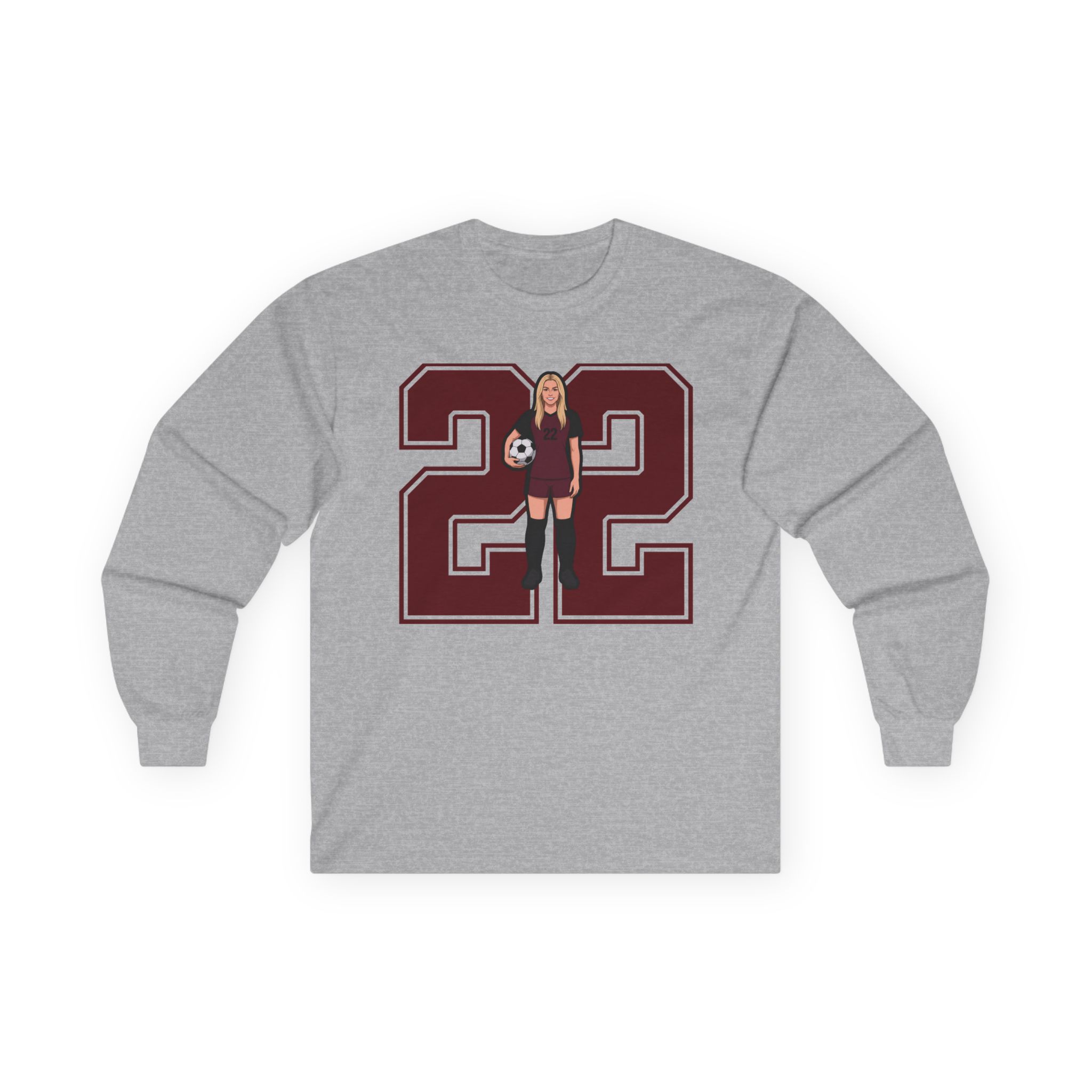 Long Sleeve Tee — character_number in Grey