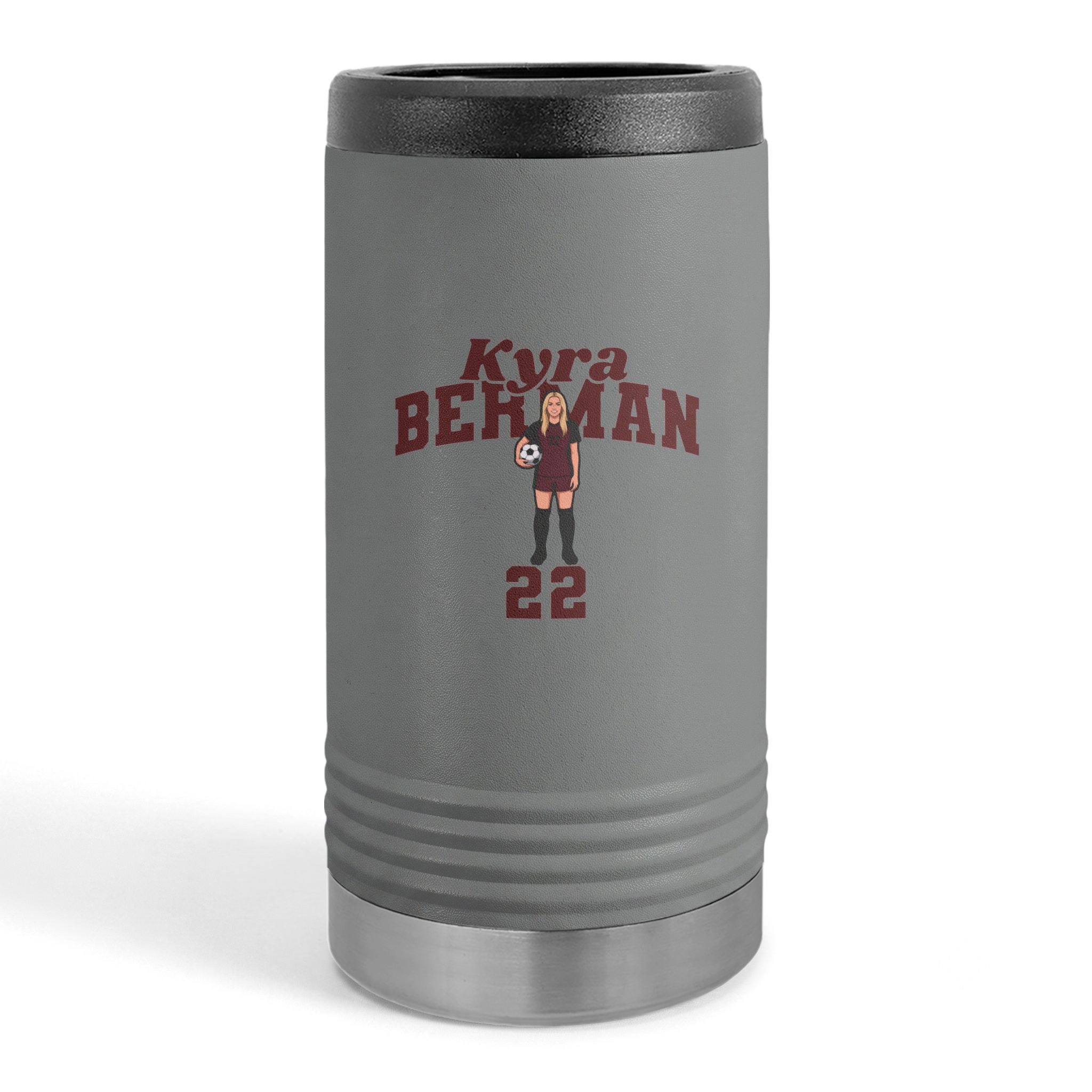 Slim Stainless Can Cooler — character_signature_arch in Grey