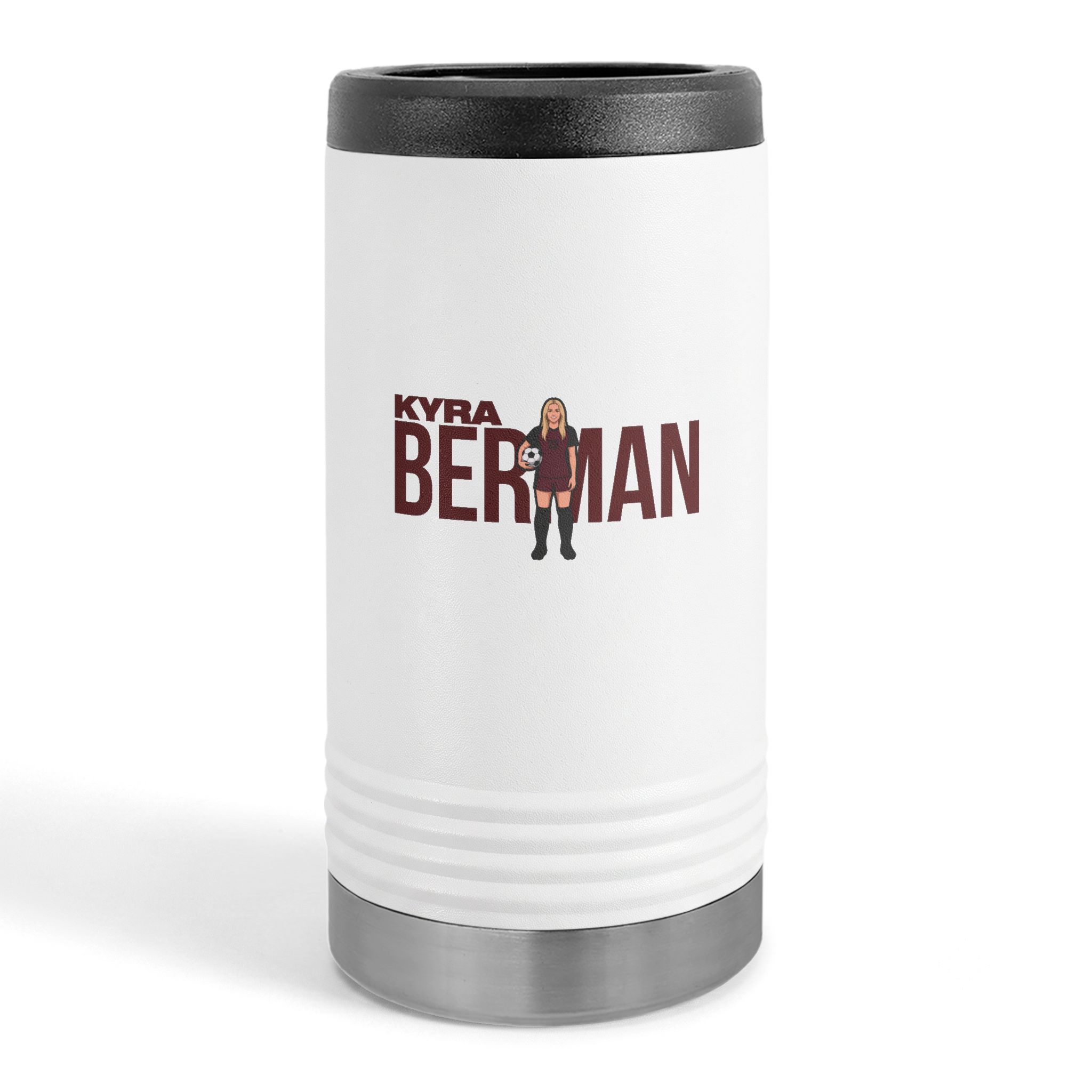 Slim Stainless Can Cooler — character_player_name in White
