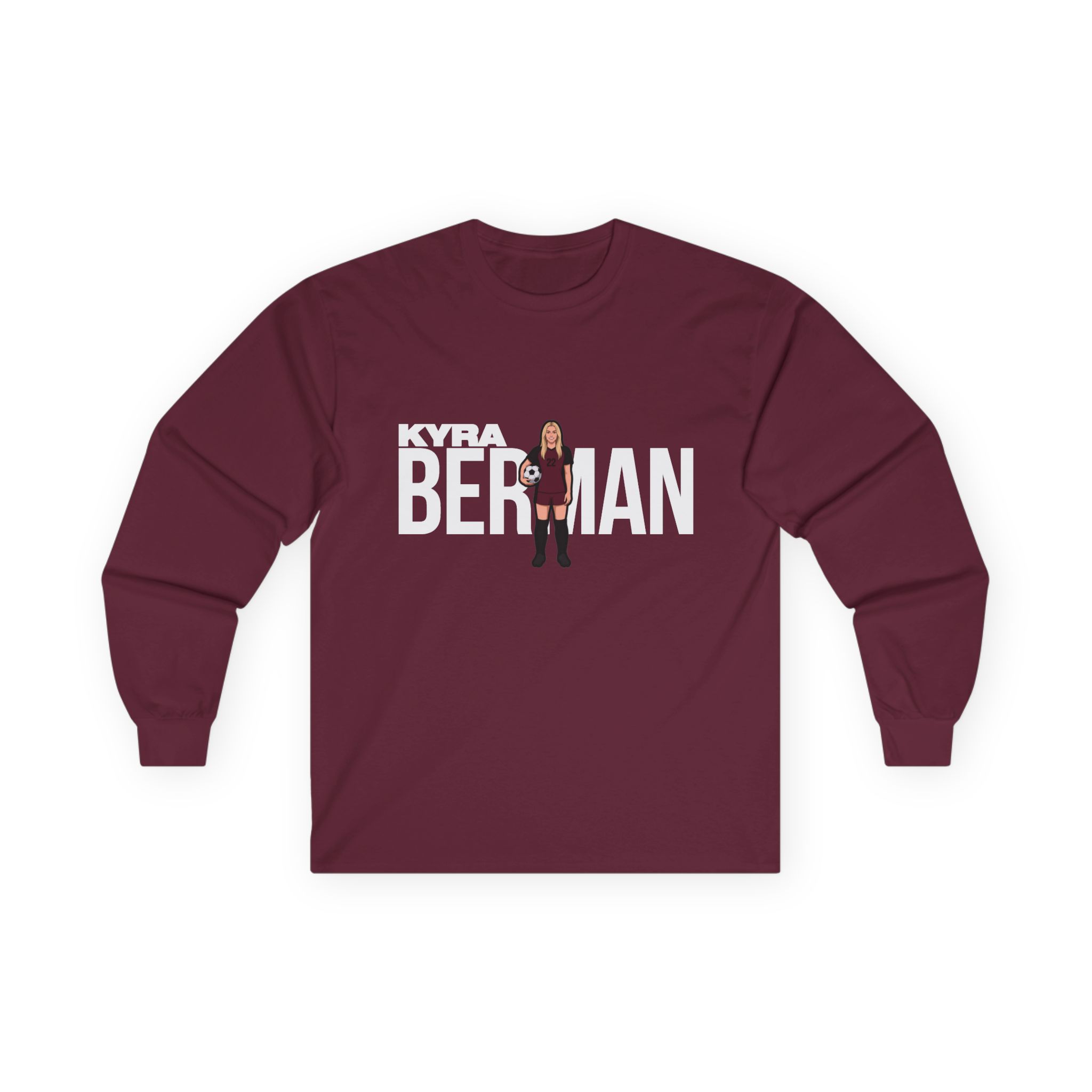 Long Sleeve Tee — character_player_name in Maroon