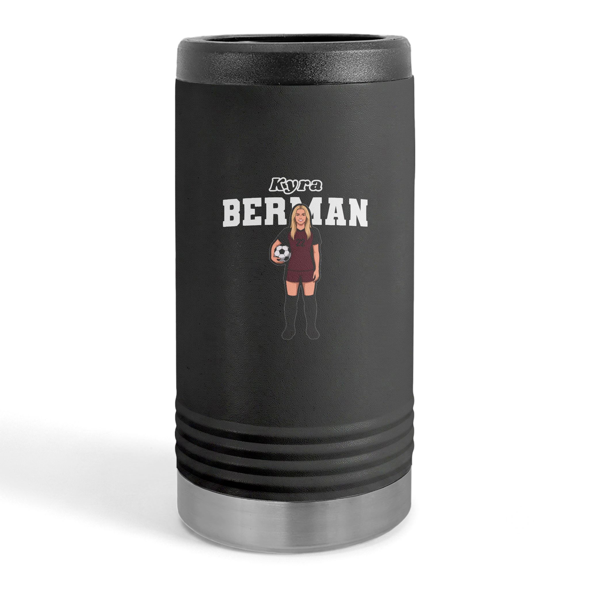 Slim Stainless Can Cooler — character_name_arch in Black