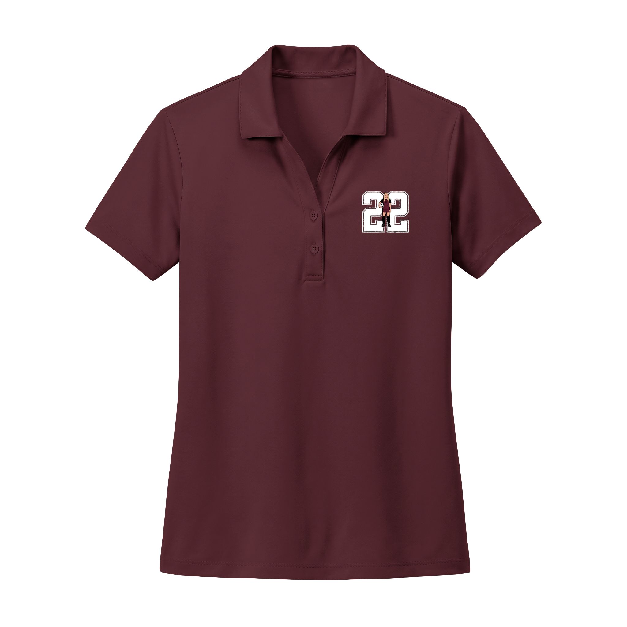 Women's Polo — character_number in Maroon