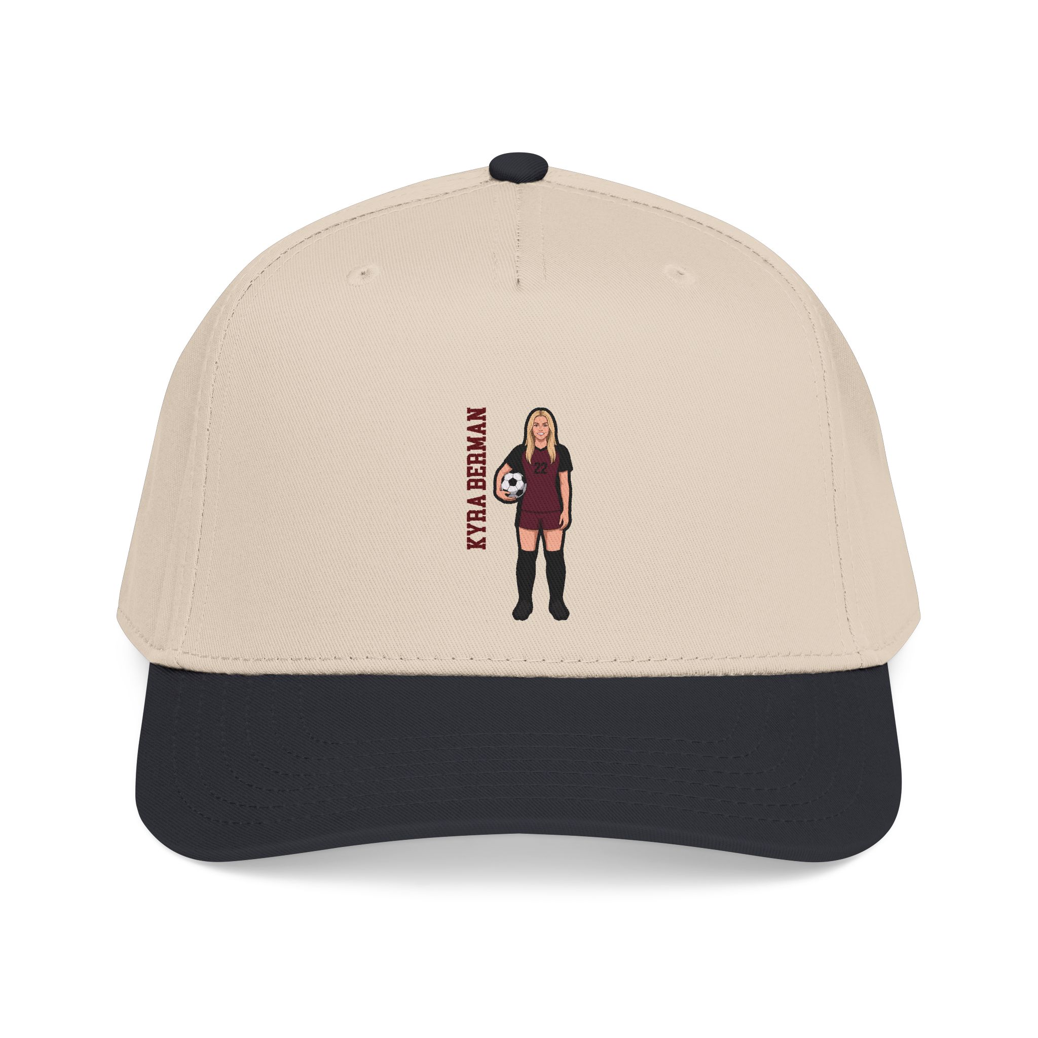 Baseball Cap — character_name_vertical in Black / Natural